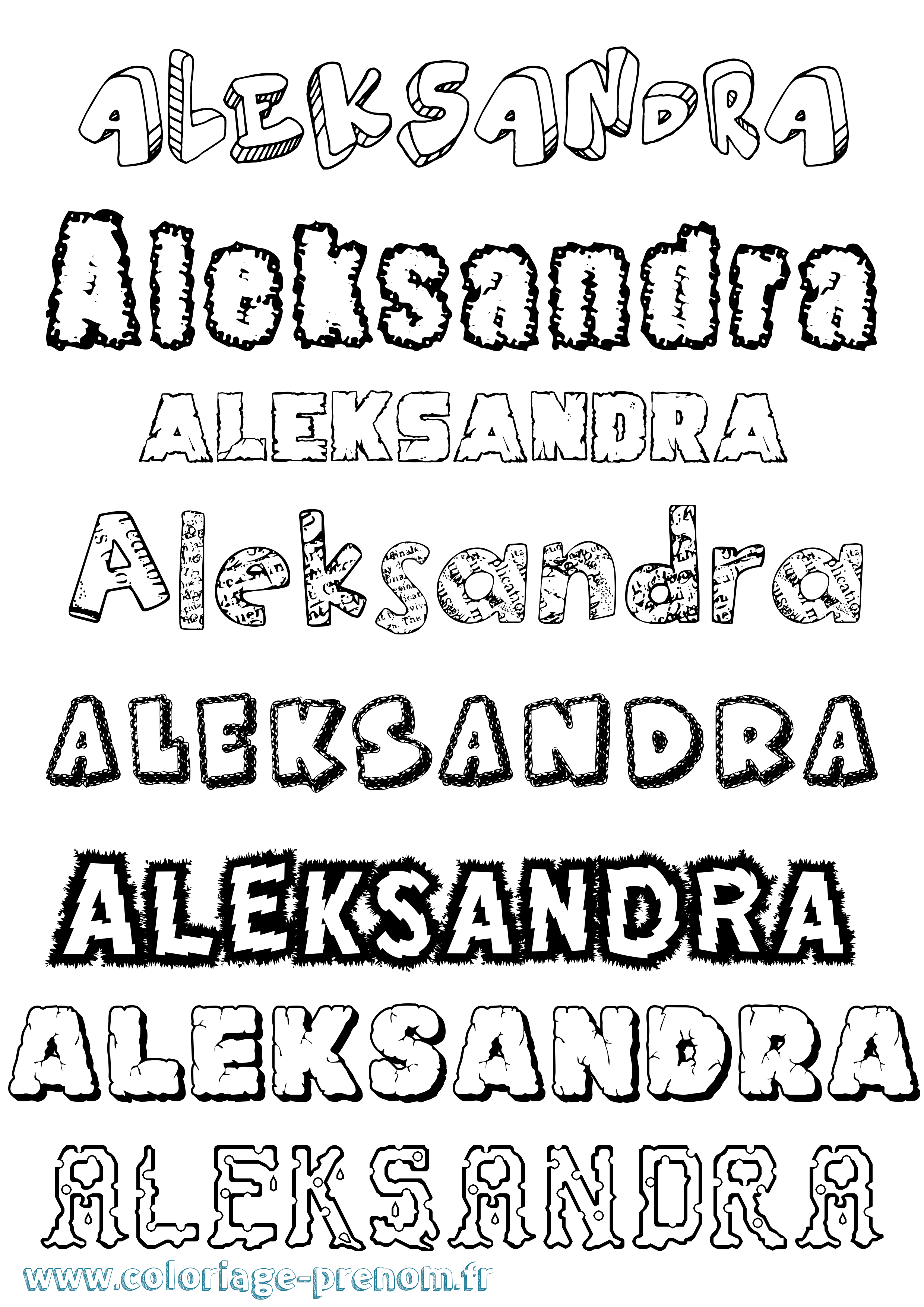 Coloriage prénom Aleksandra Destructuré