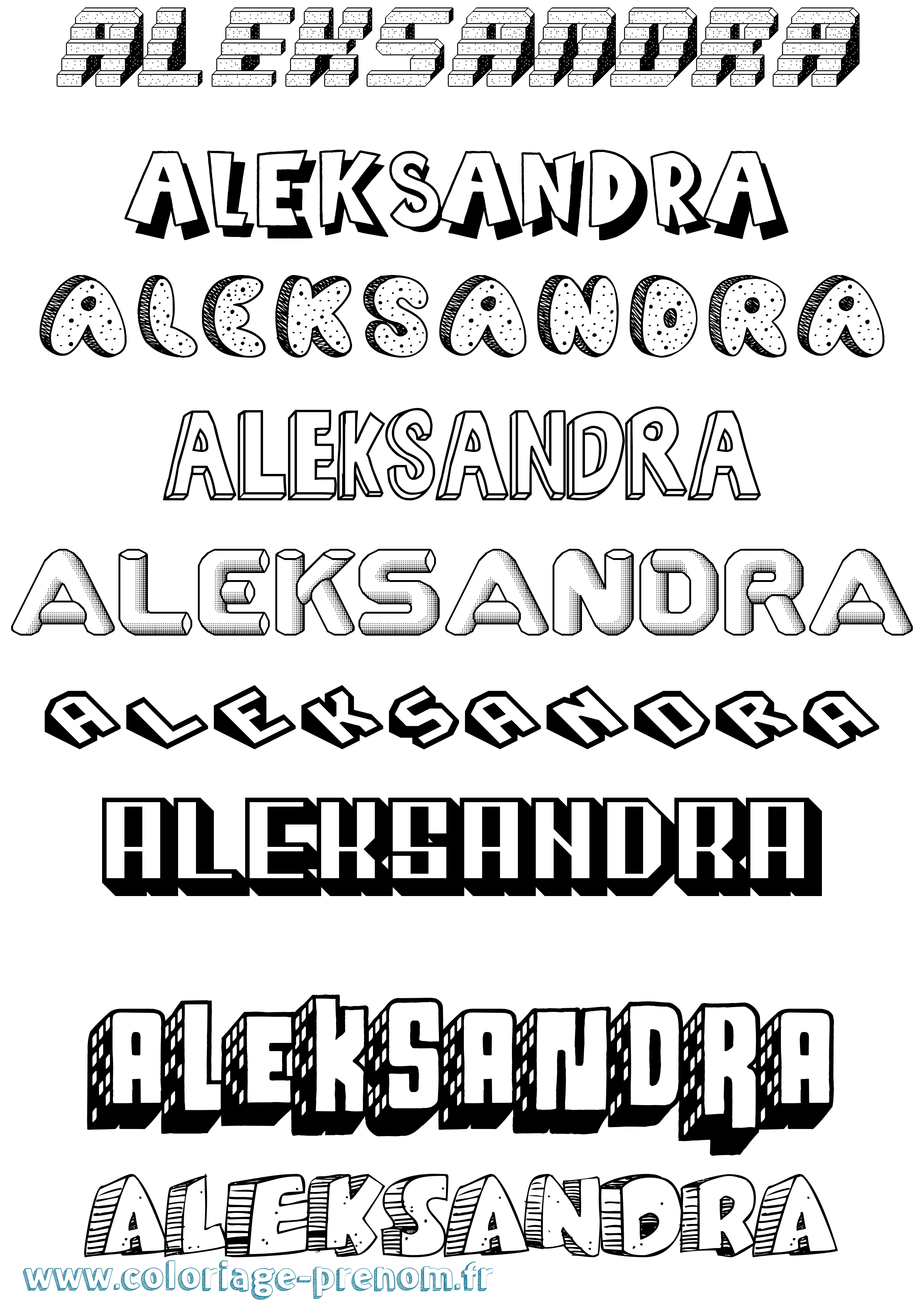 Coloriage prénom Aleksandra