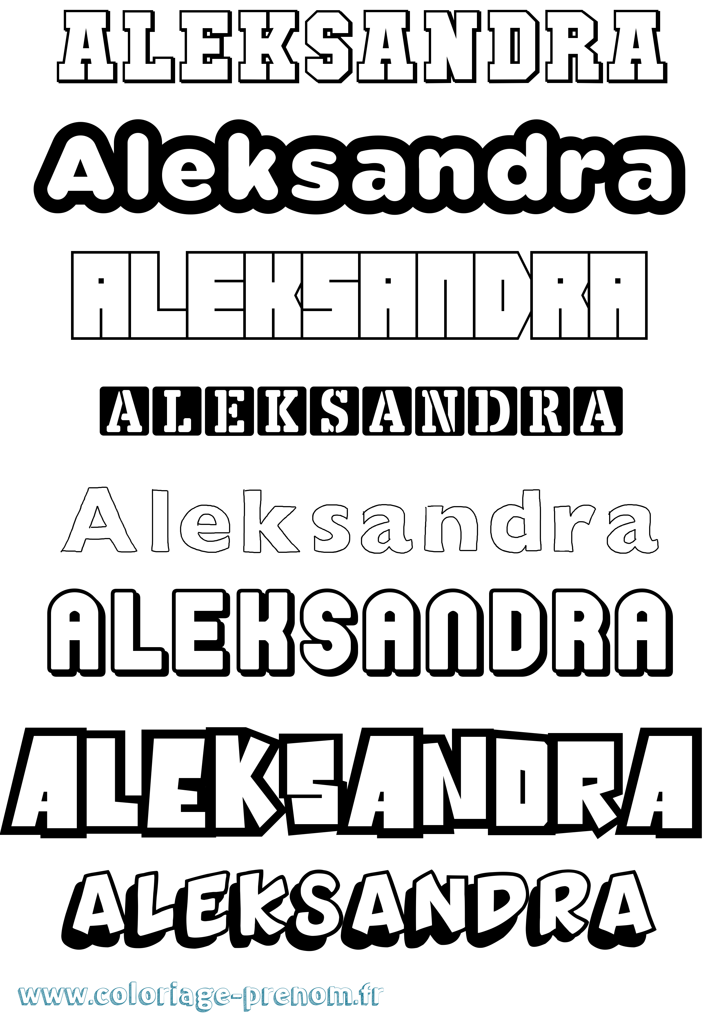 Coloriage prénom Aleksandra Simple
