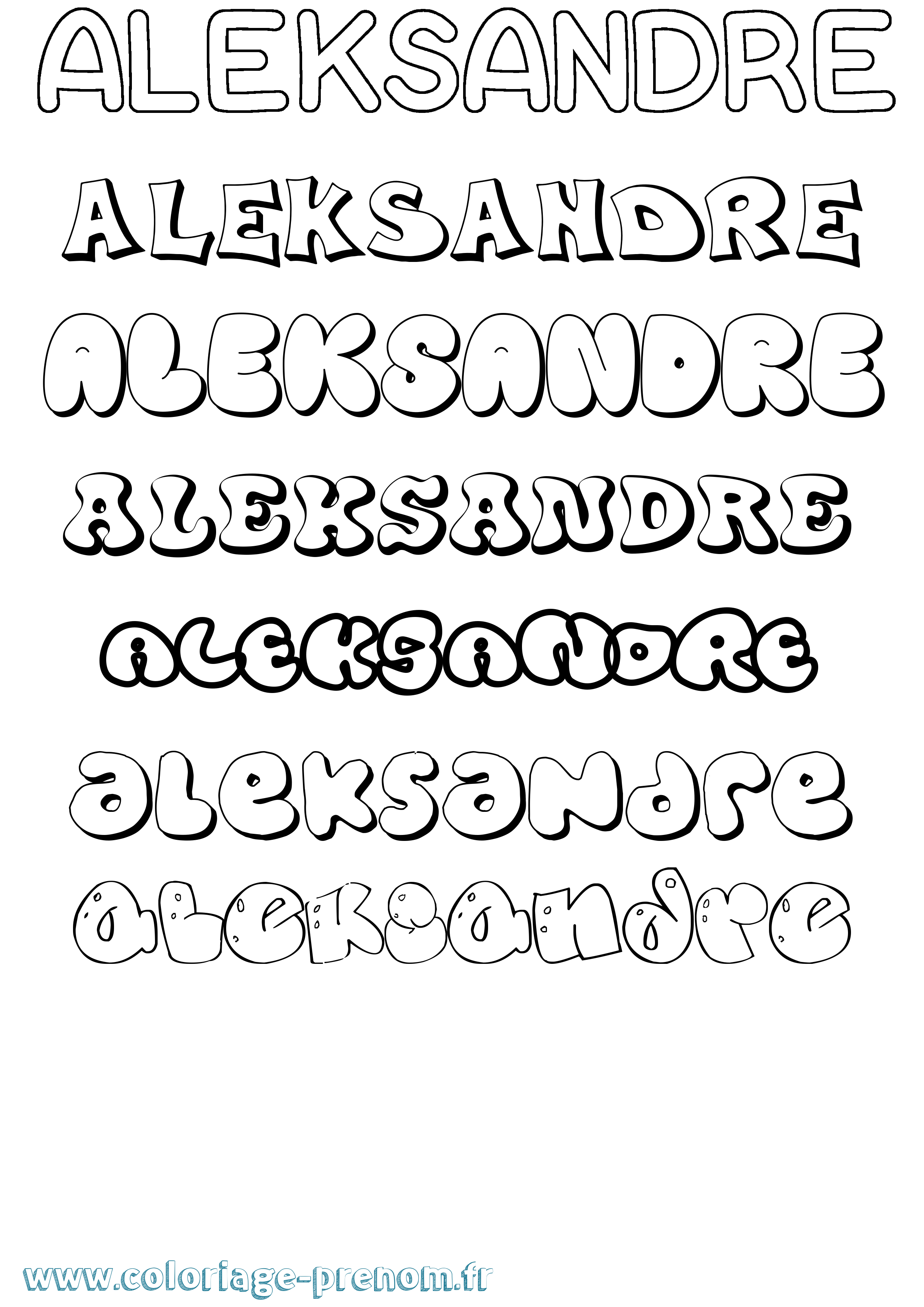 Coloriage Aleksandre Bubble Coloriage prénom Aleksandre Bubble