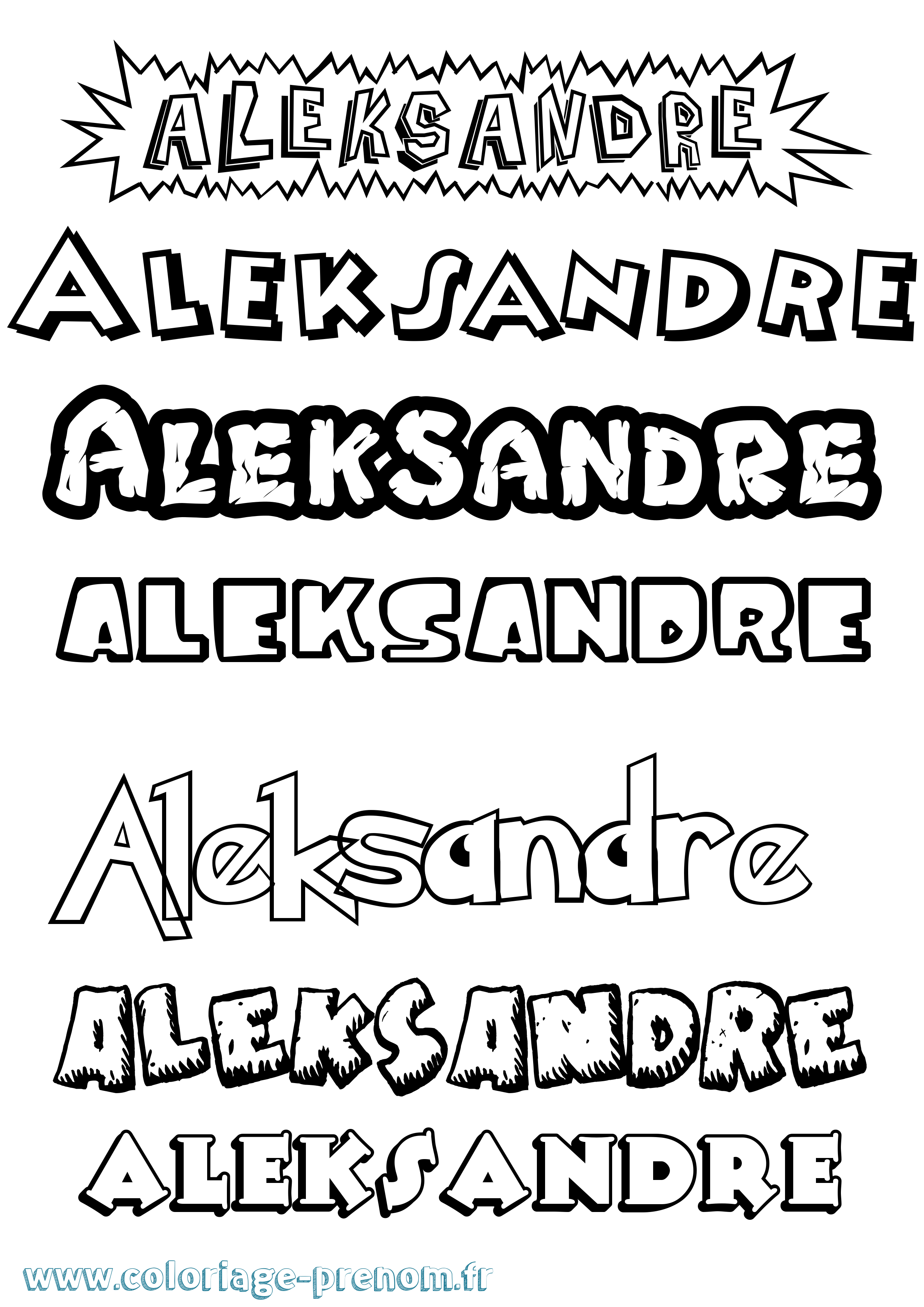 Coloriage prénom Aleksandre Dessin Animé