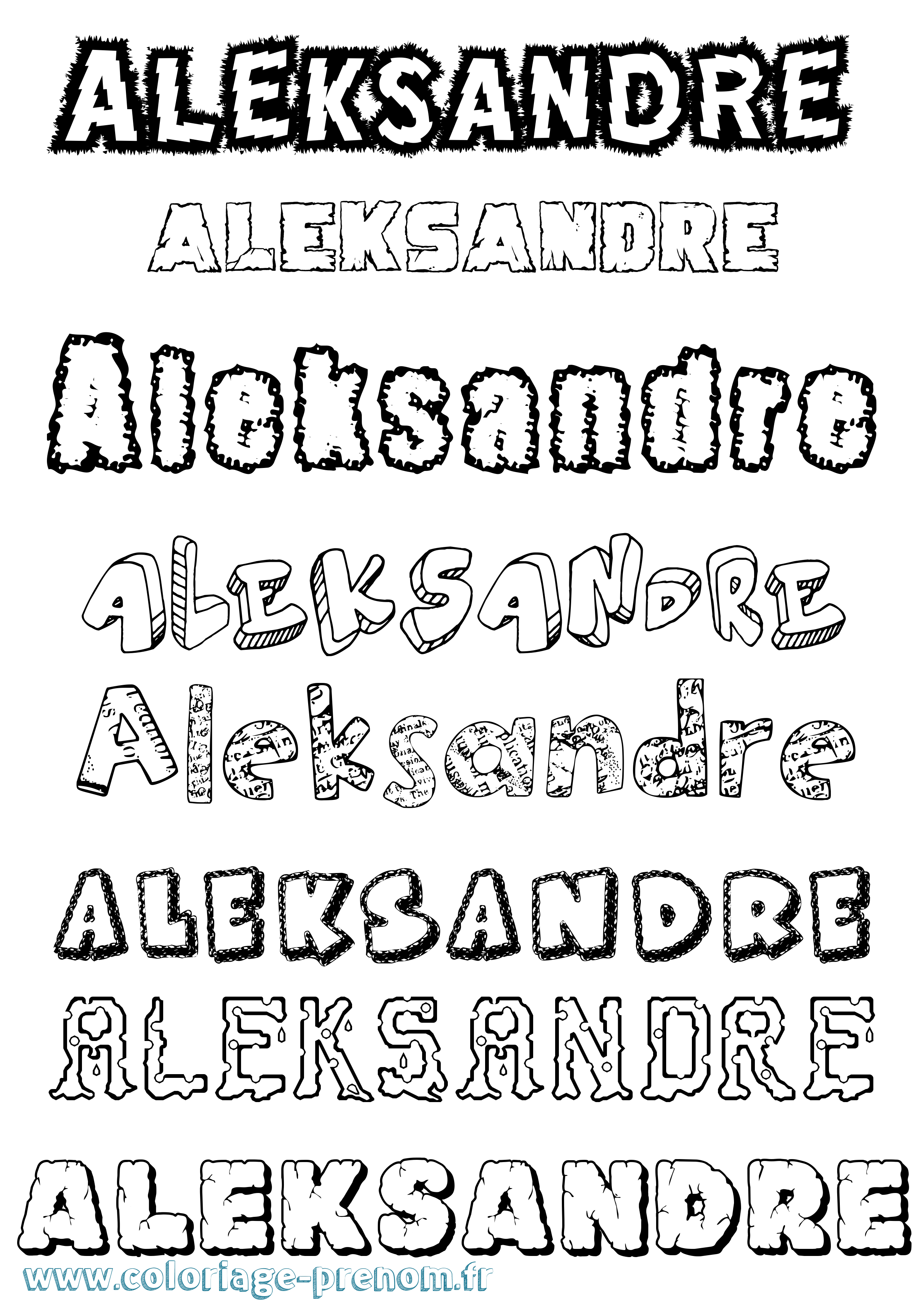 Coloriage prénom Aleksandre Destructuré