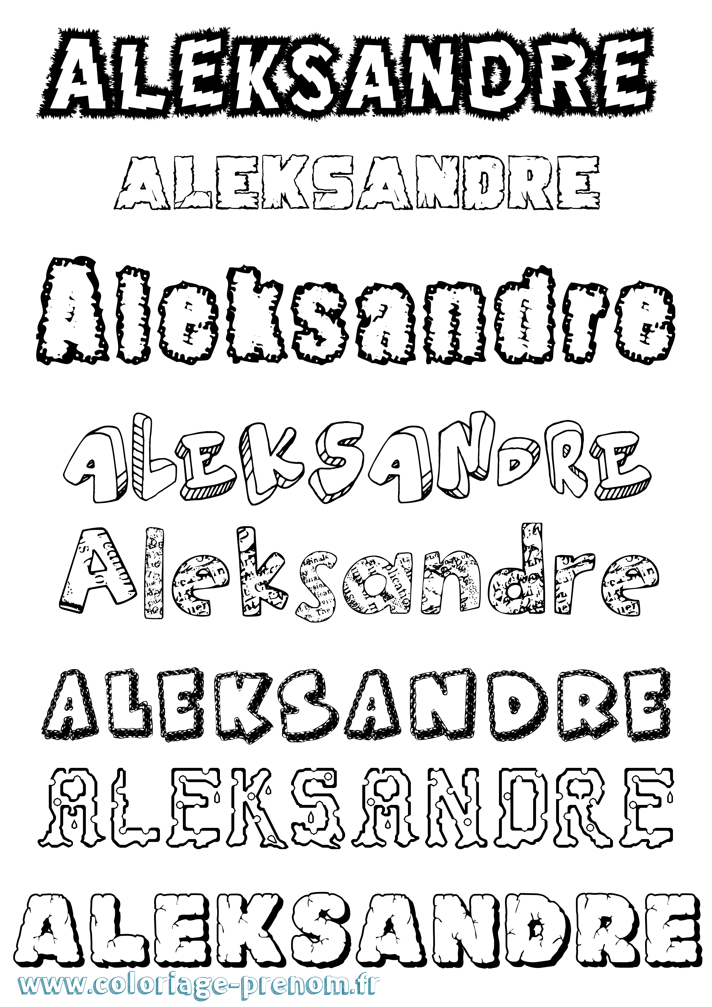 Coloriage Aleksandre Destructuré Coloriage prénom Aleksandre Destructuré