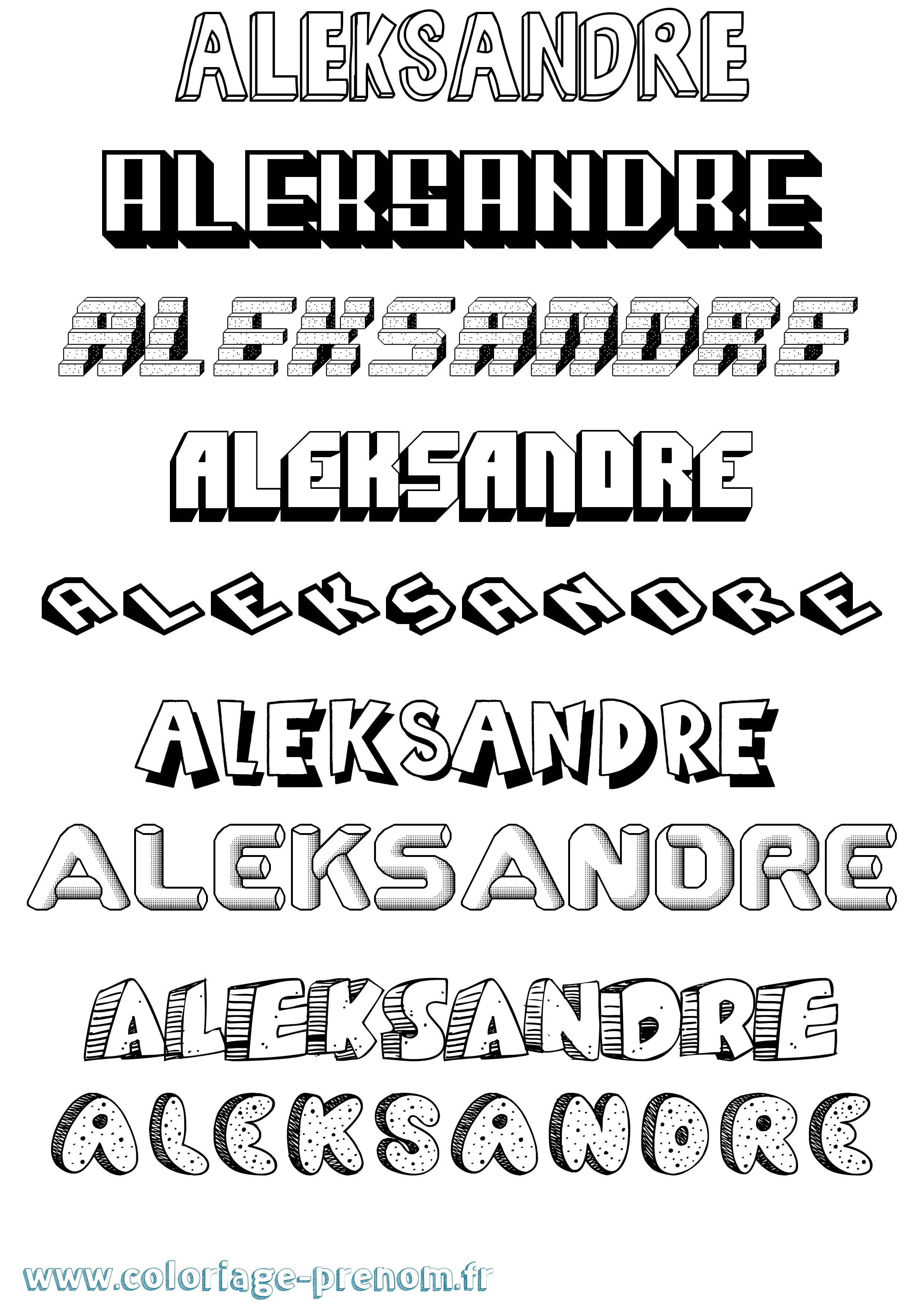 Coloriage Aleksandre Effet 3D Coloriage prénom Aleksandre Effet 3D