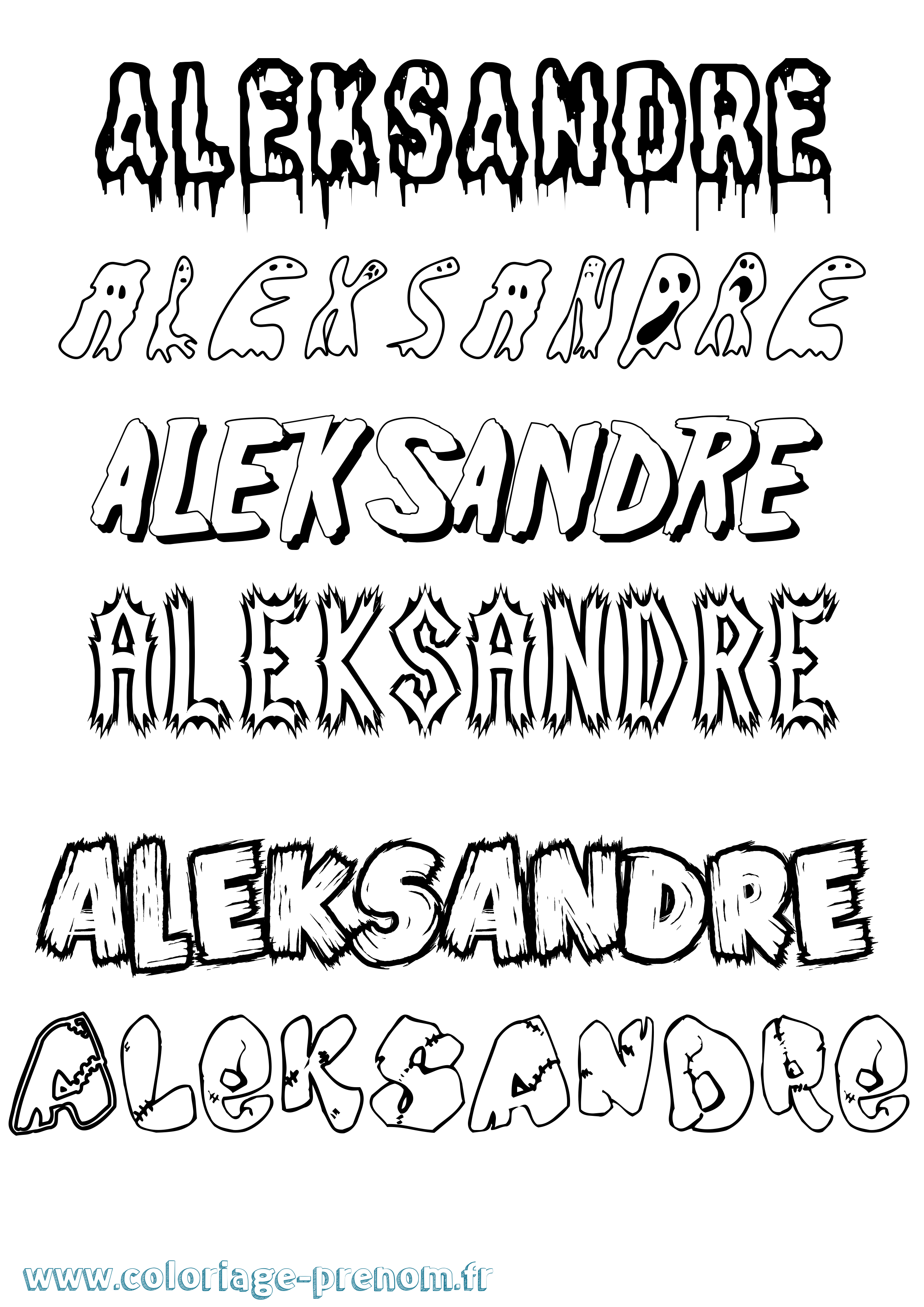 Coloriage prénom Aleksandre Frisson