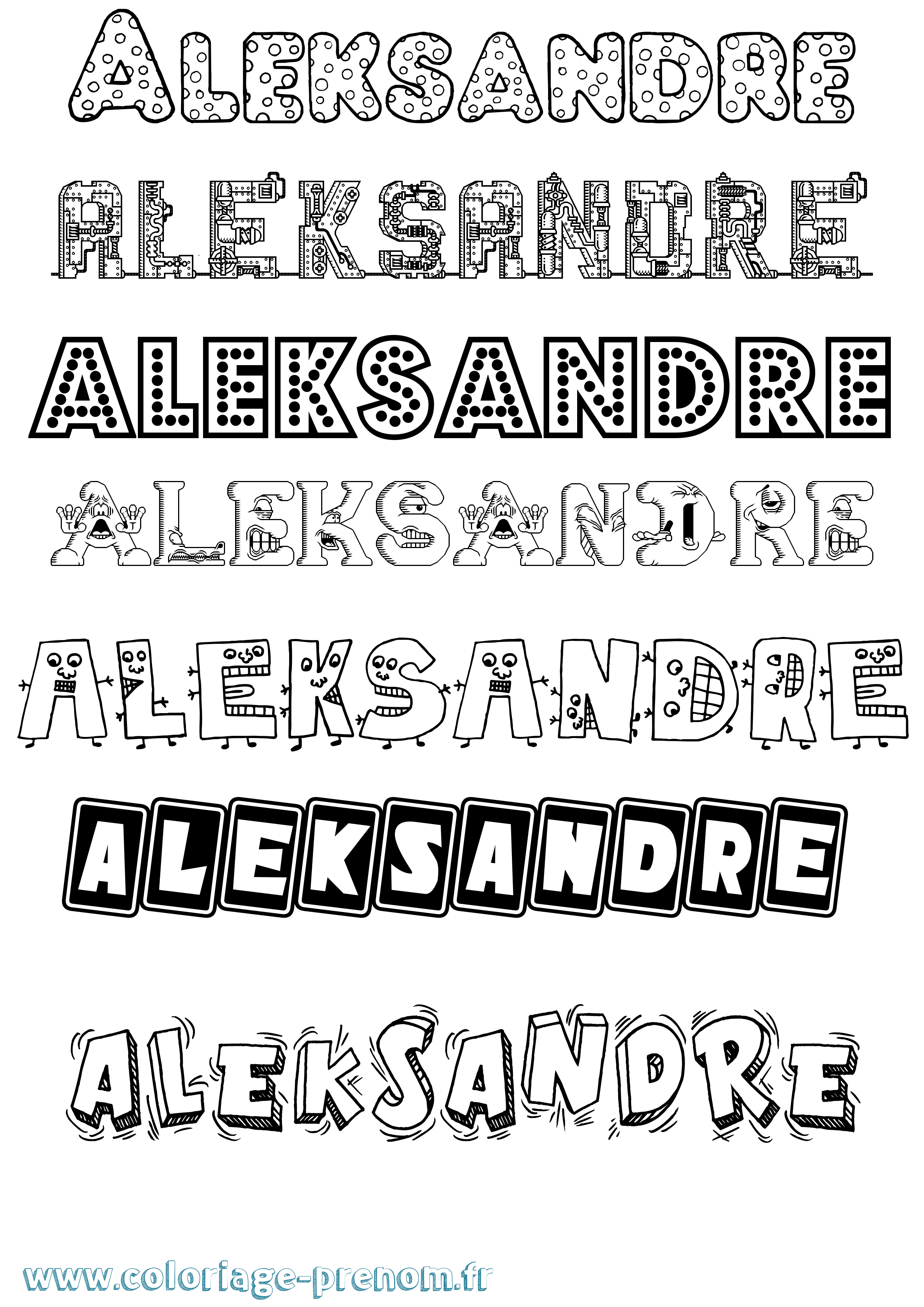 Coloriage Aleksandre Fun Coloriage prénom Aleksandre Fun