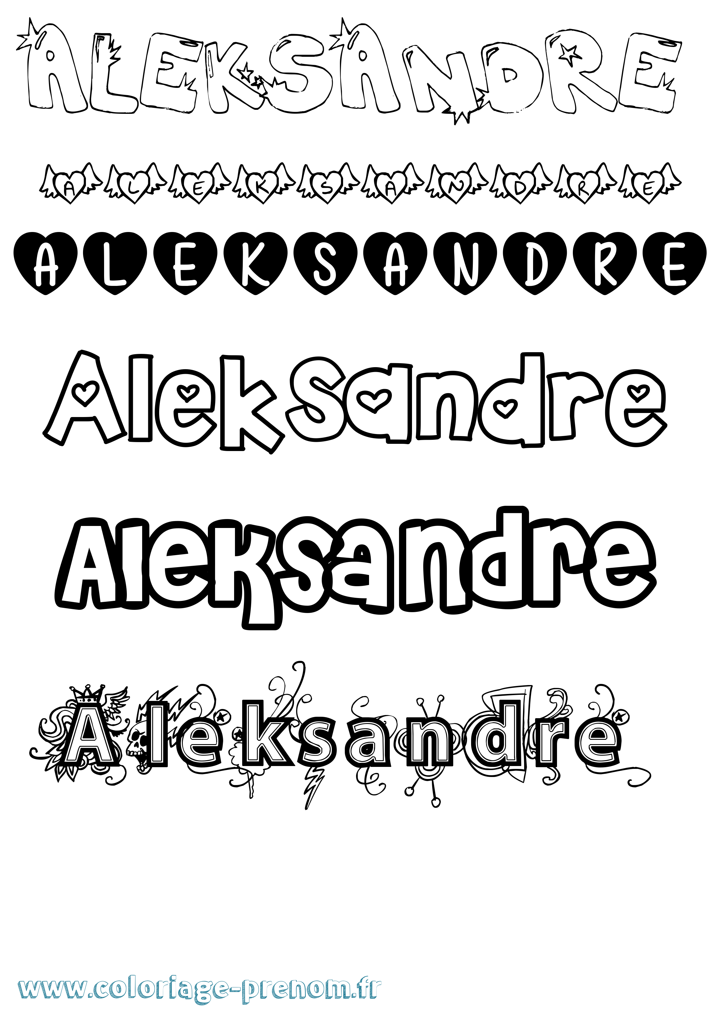 Coloriage Aleksandre Girly Coloriage prénom Aleksandre Girly
