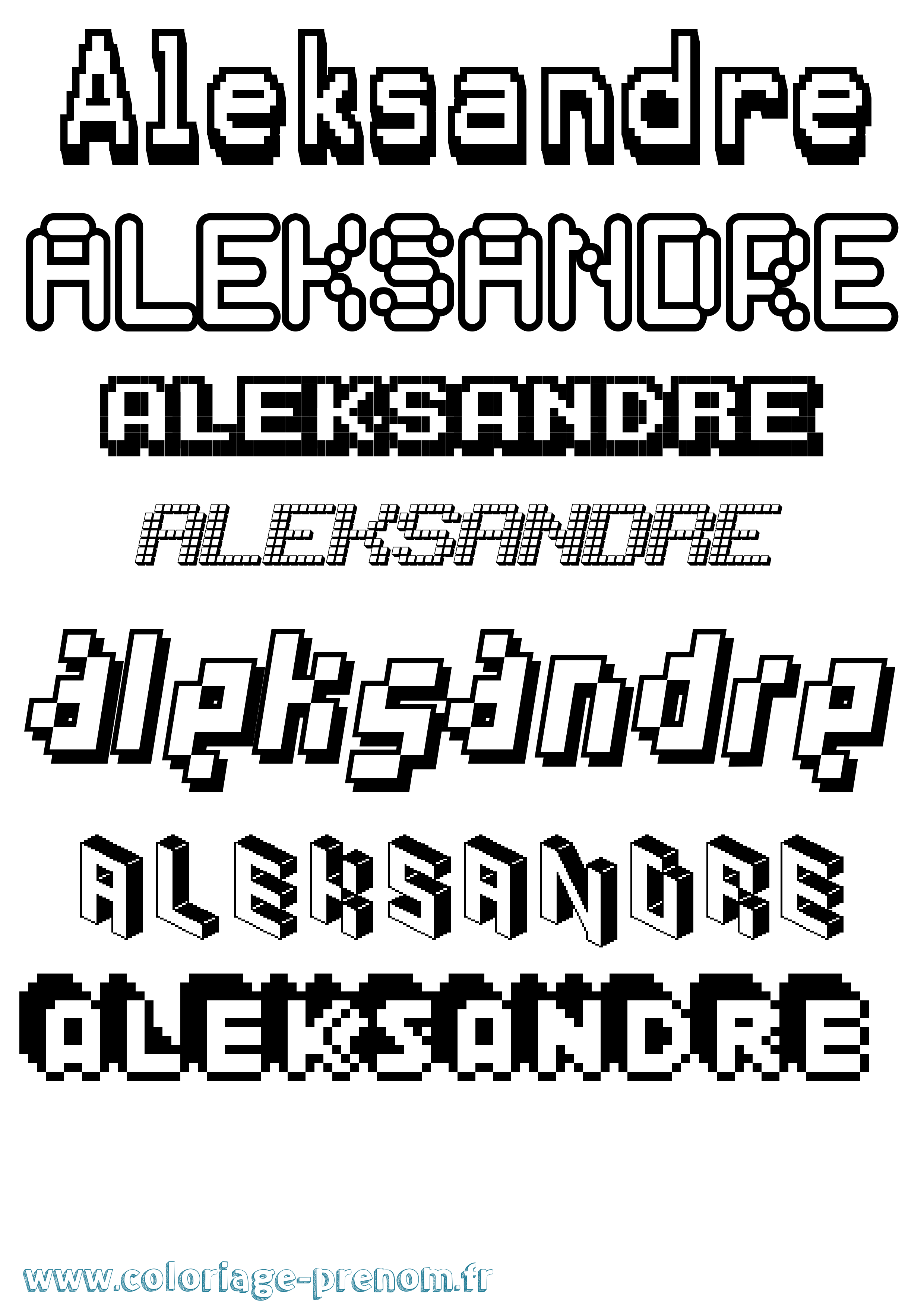 Coloriage prénom Aleksandre Pixel
