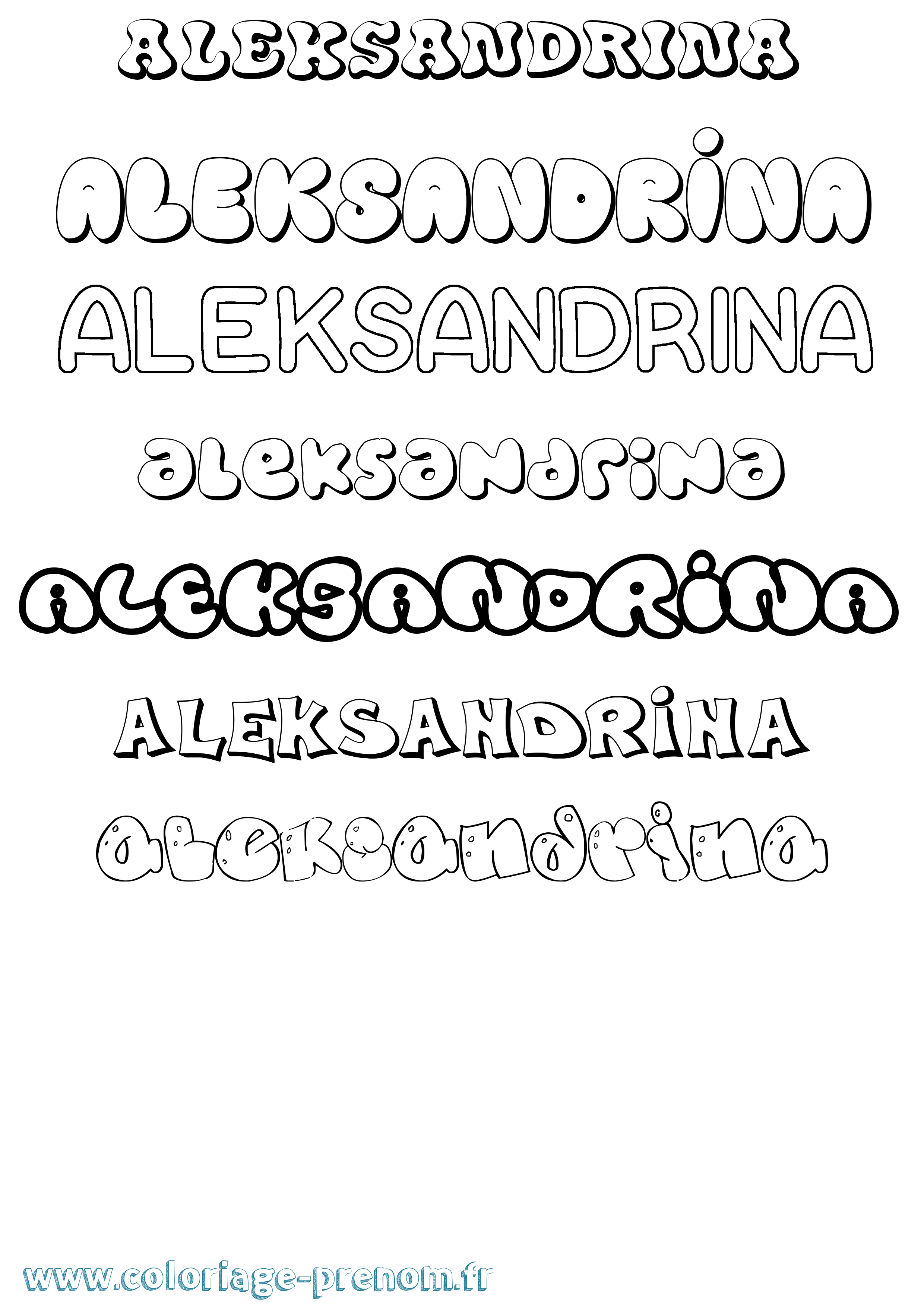 Coloriage Aleksandrina Bubble Coloriage prénom Aleksandrina Bubble