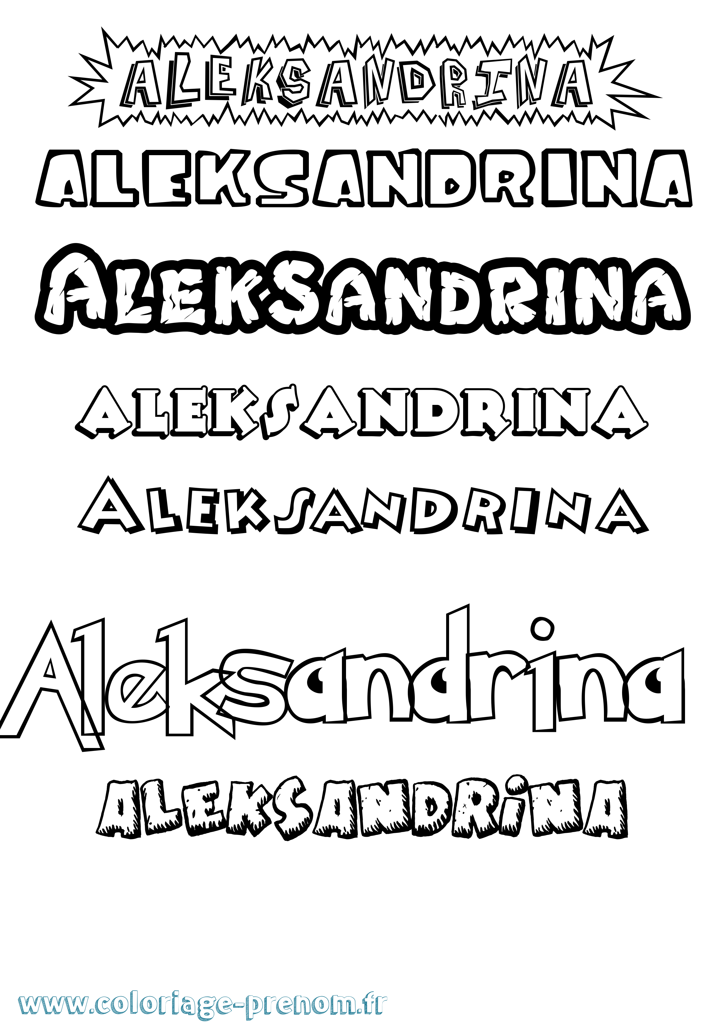 Coloriage Aleksandrina Dessin Animé Coloriage prénom Aleksandrina Dessin Animé