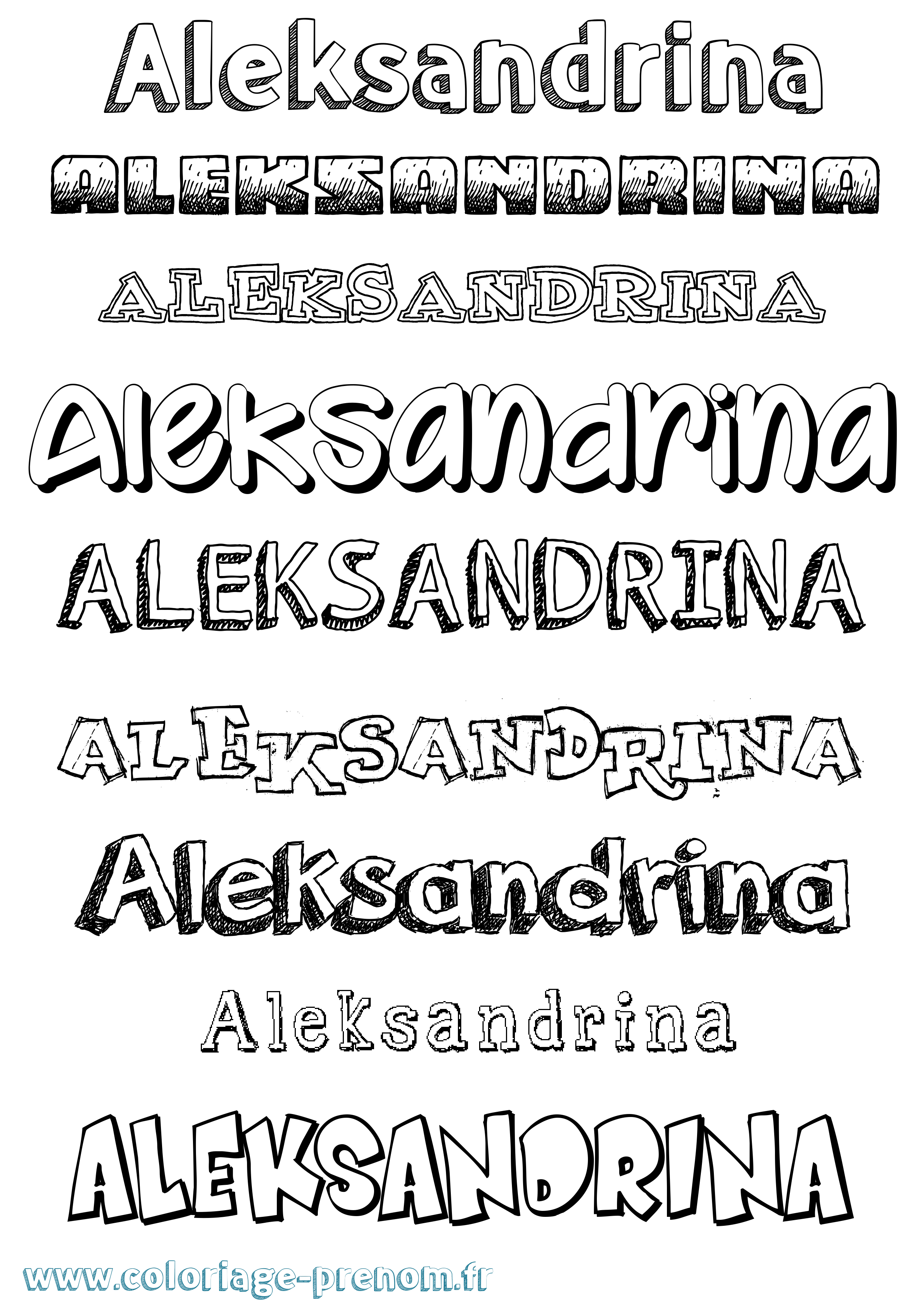 Coloriage prénom Aleksandrina Dessiné