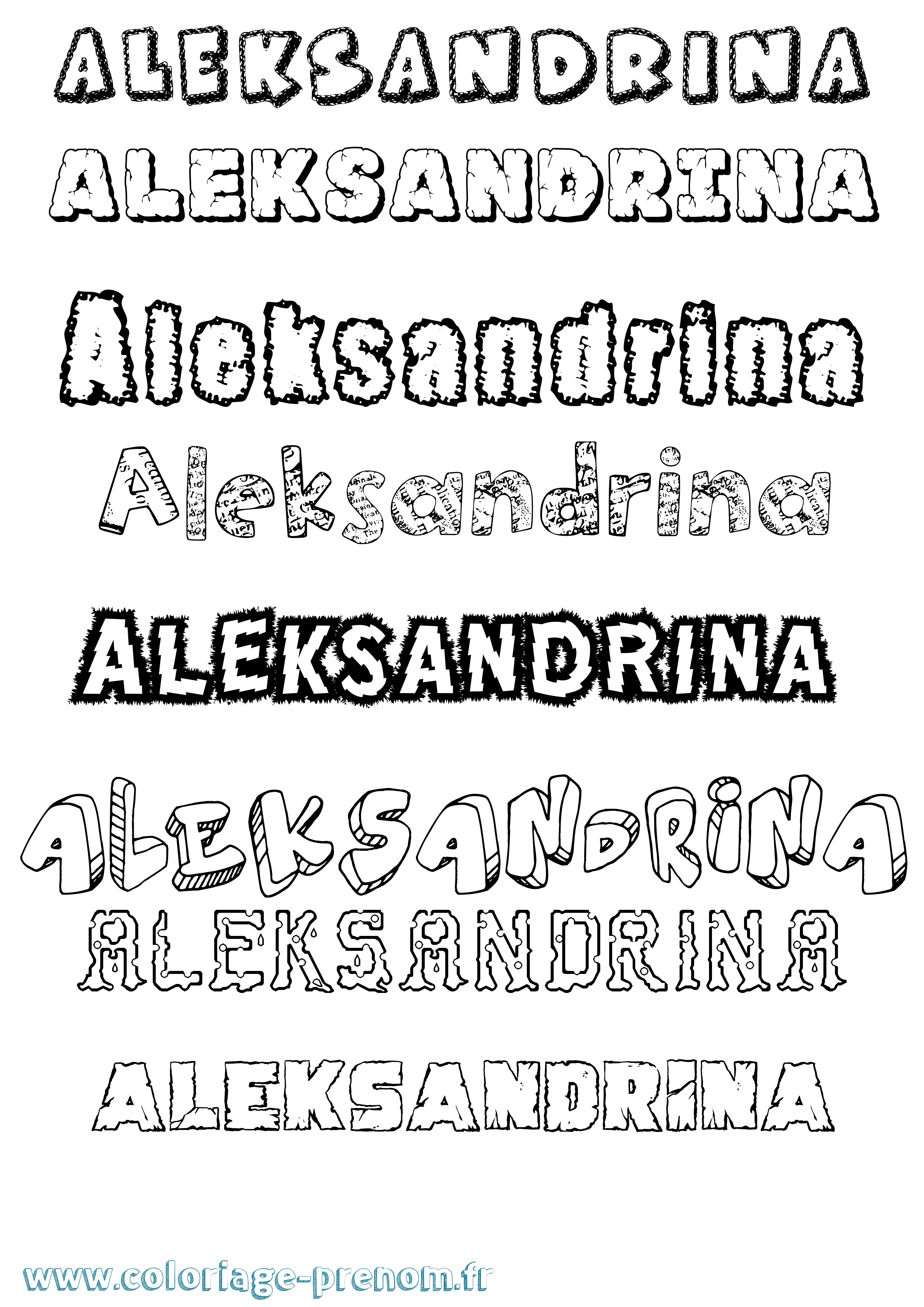 Coloriage Aleksandrina Destructuré Coloriage prénom Aleksandrina Destructuré