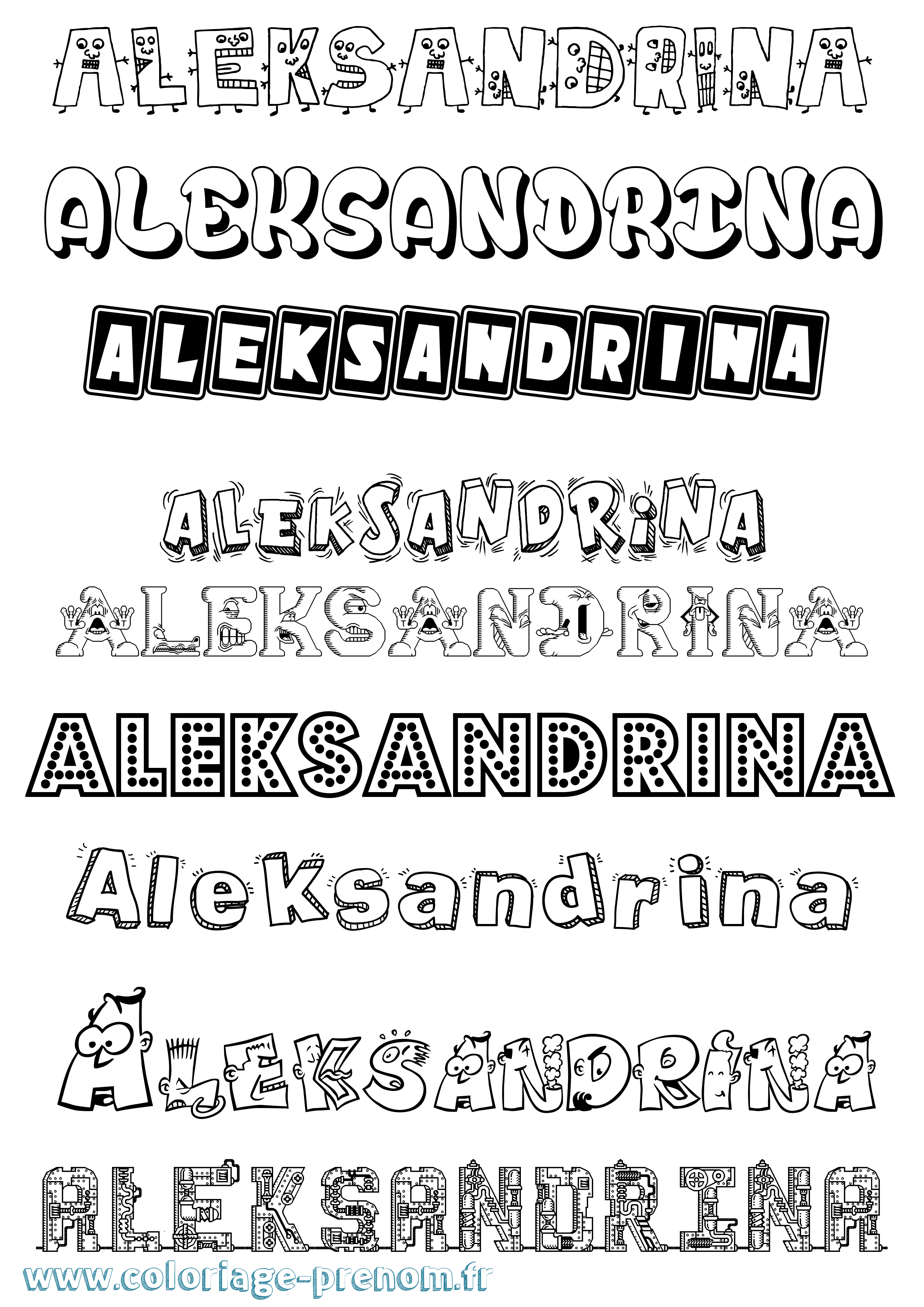 Coloriage Aleksandrina Fun Coloriage prénom Aleksandrina Fun