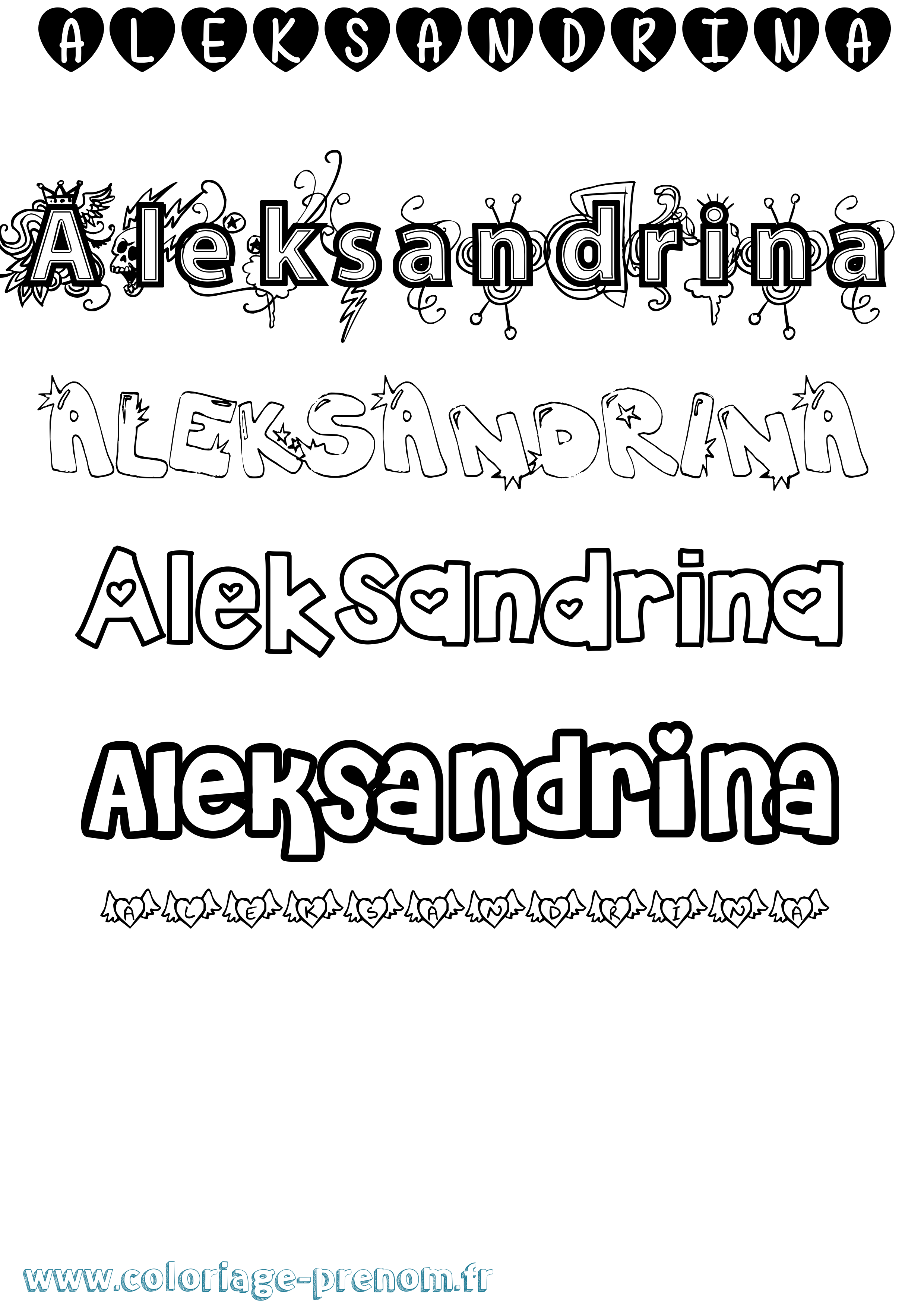 Coloriage Aleksandrina Girly Coloriage prénom Aleksandrina Girly