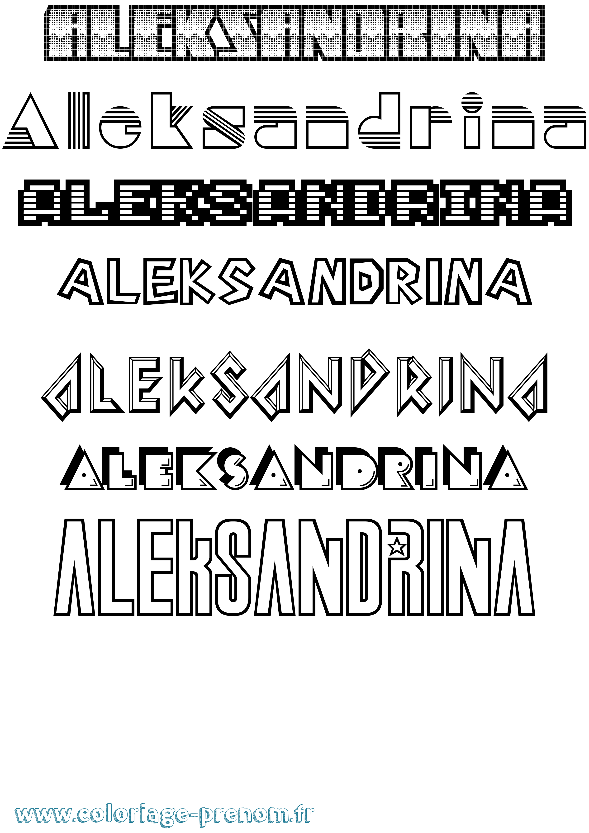 Coloriage prénom Aleksandrina Jeux Vidéos