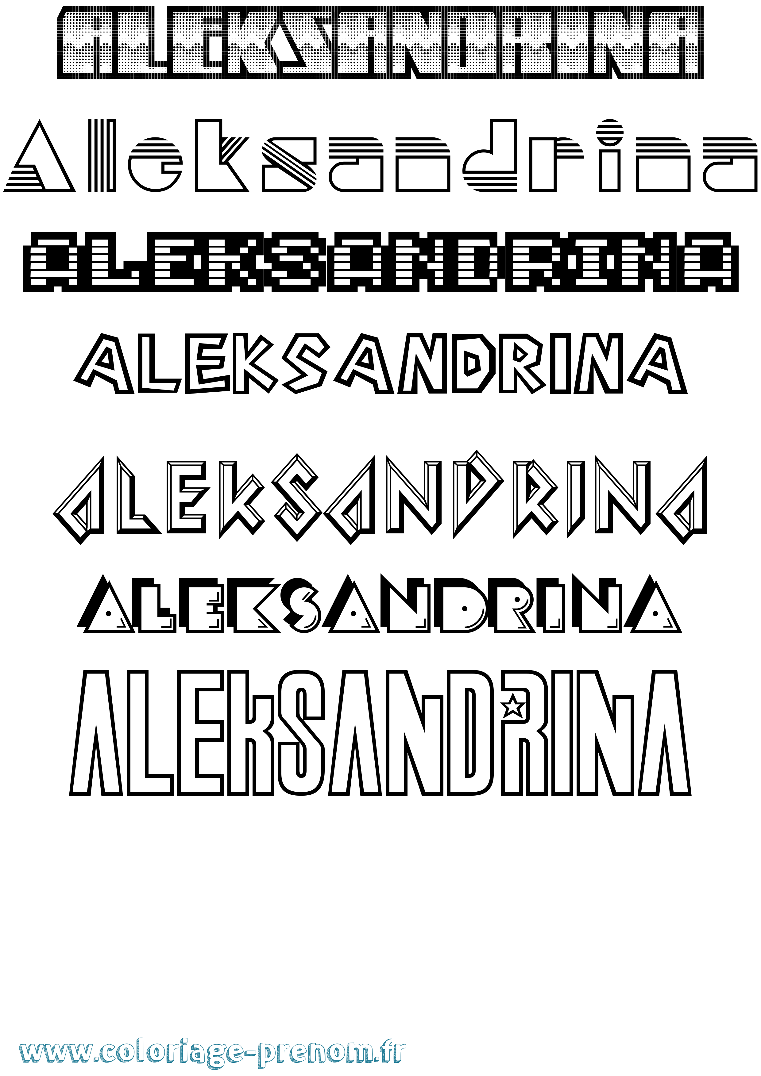 Coloriage Aleksandrina Jeux Vidéos Coloriage prénom Aleksandrina Jeux Vidéos