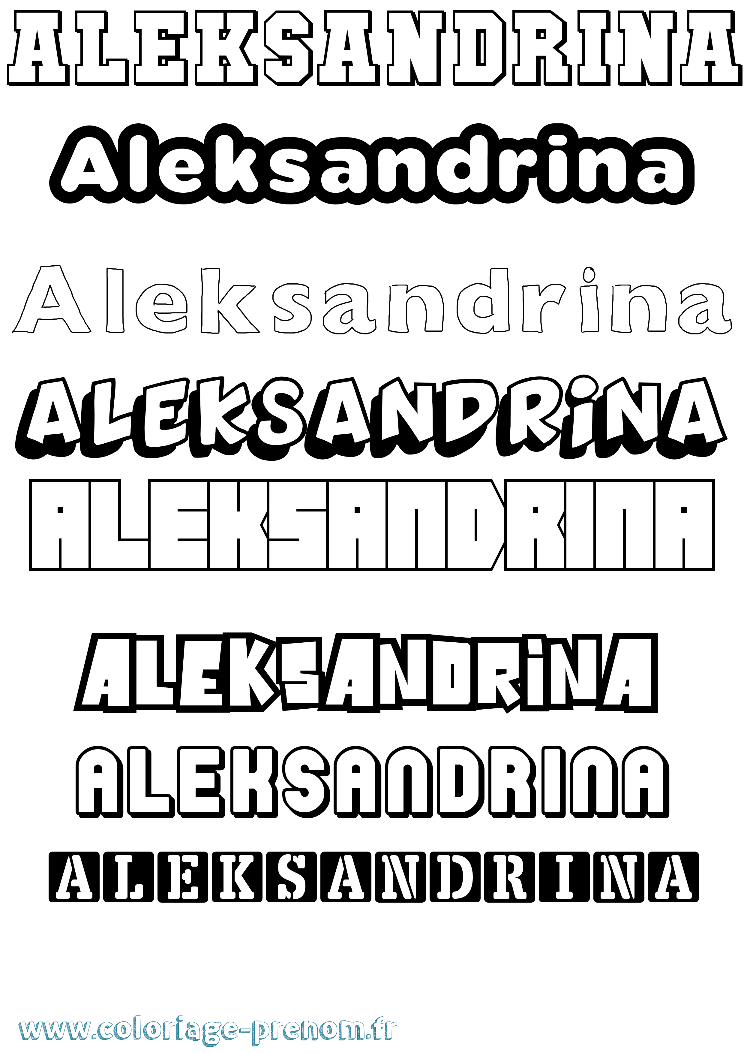 Coloriage Aleksandrina Simple Coloriage prénom Aleksandrina Simple