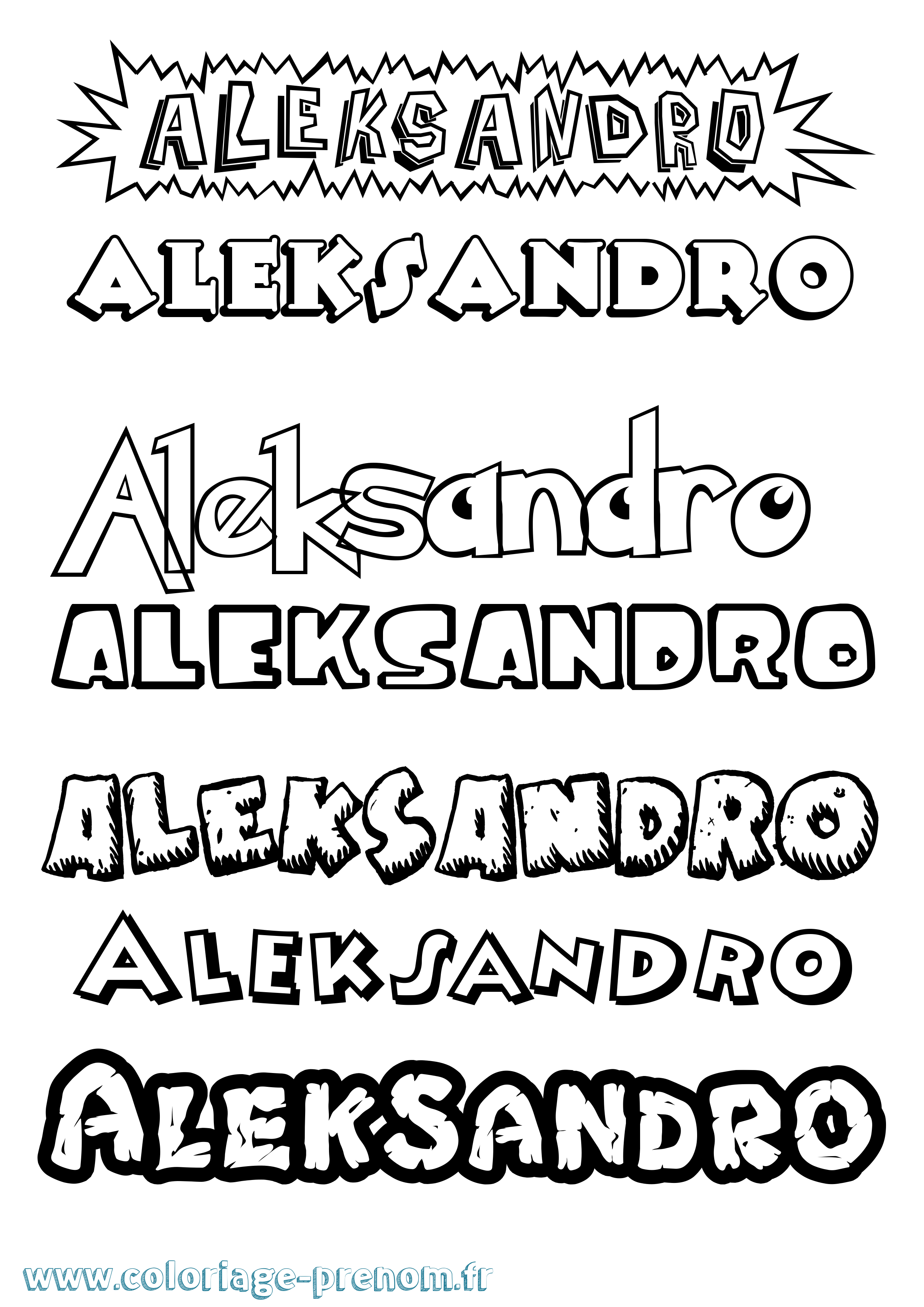 Coloriage prénom Aleksandro Dessin Animé