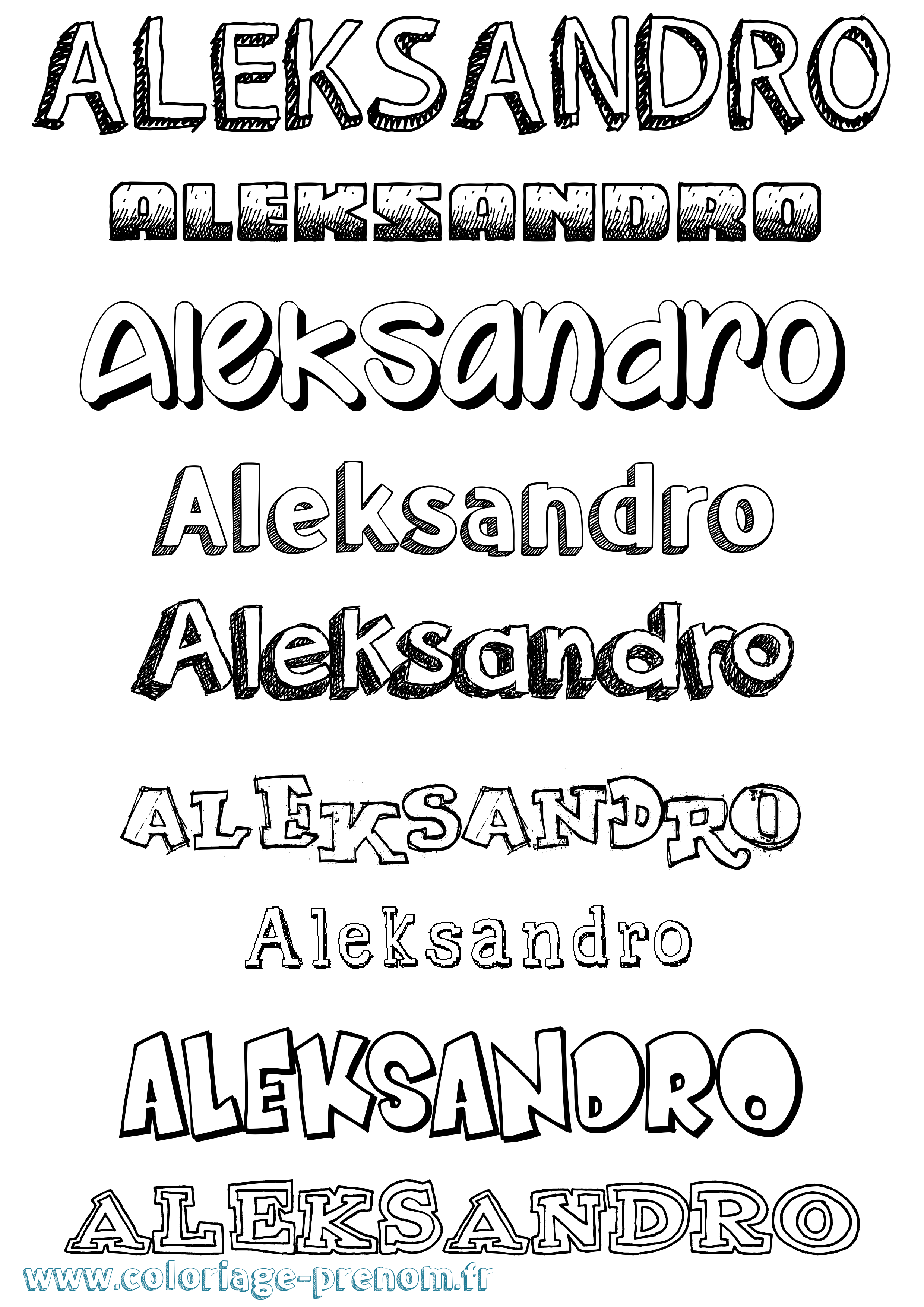 Coloriage prénom Aleksandro Dessiné