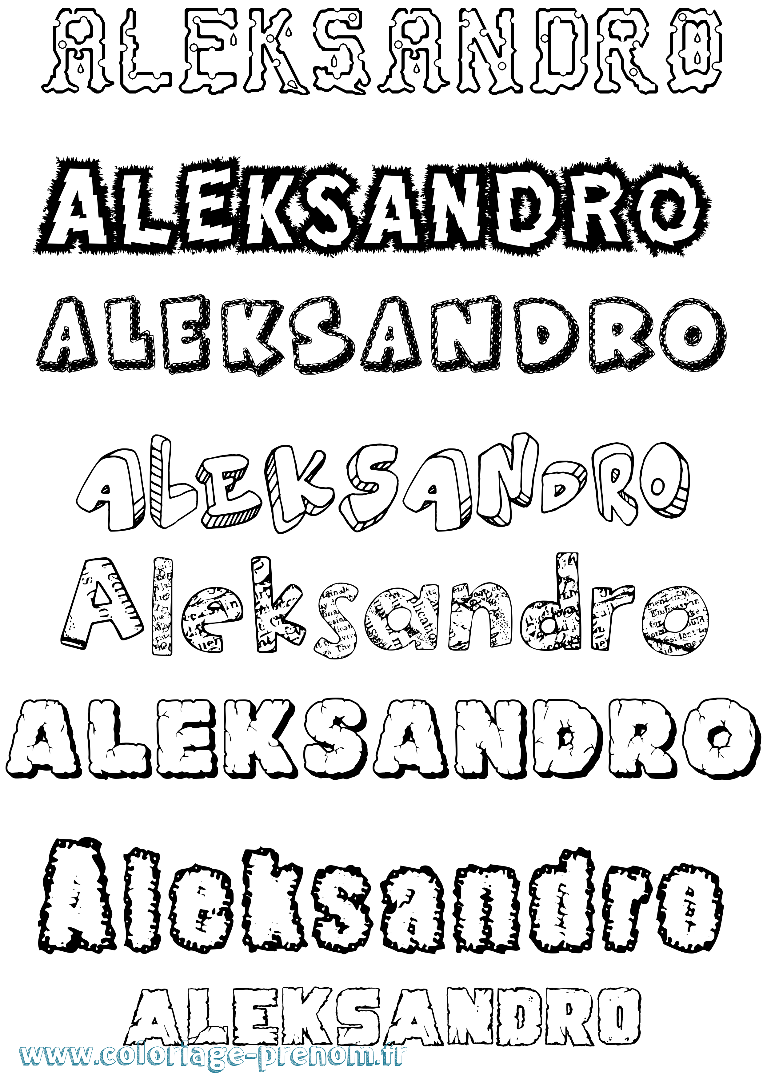 Coloriage prénom Aleksandro Destructuré