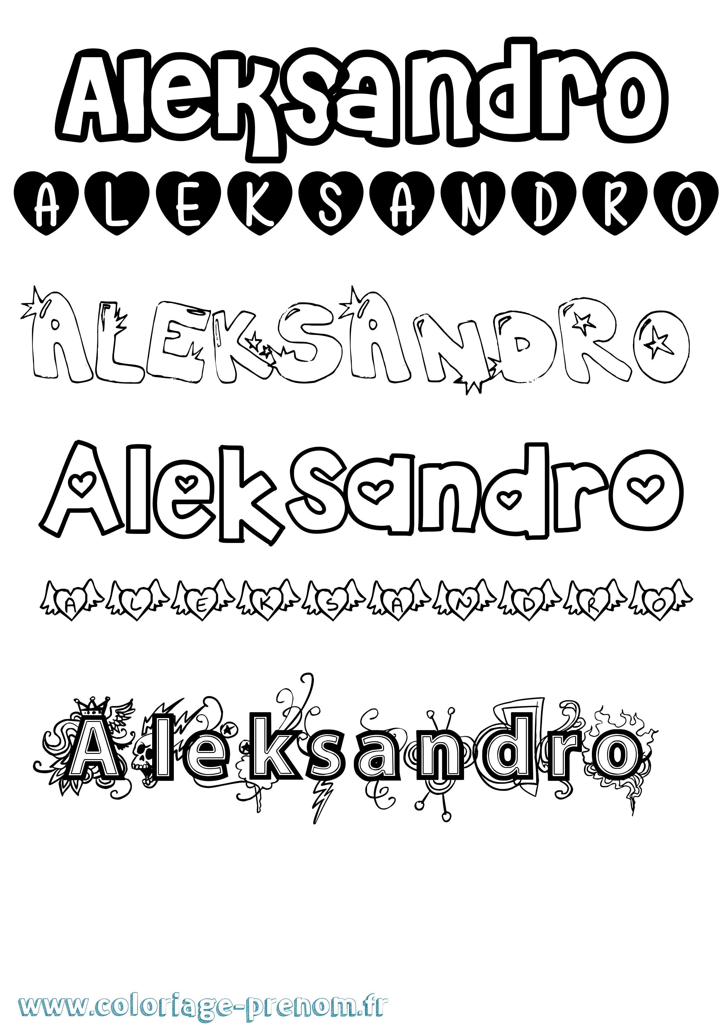 Coloriage prénom Aleksandro Girly