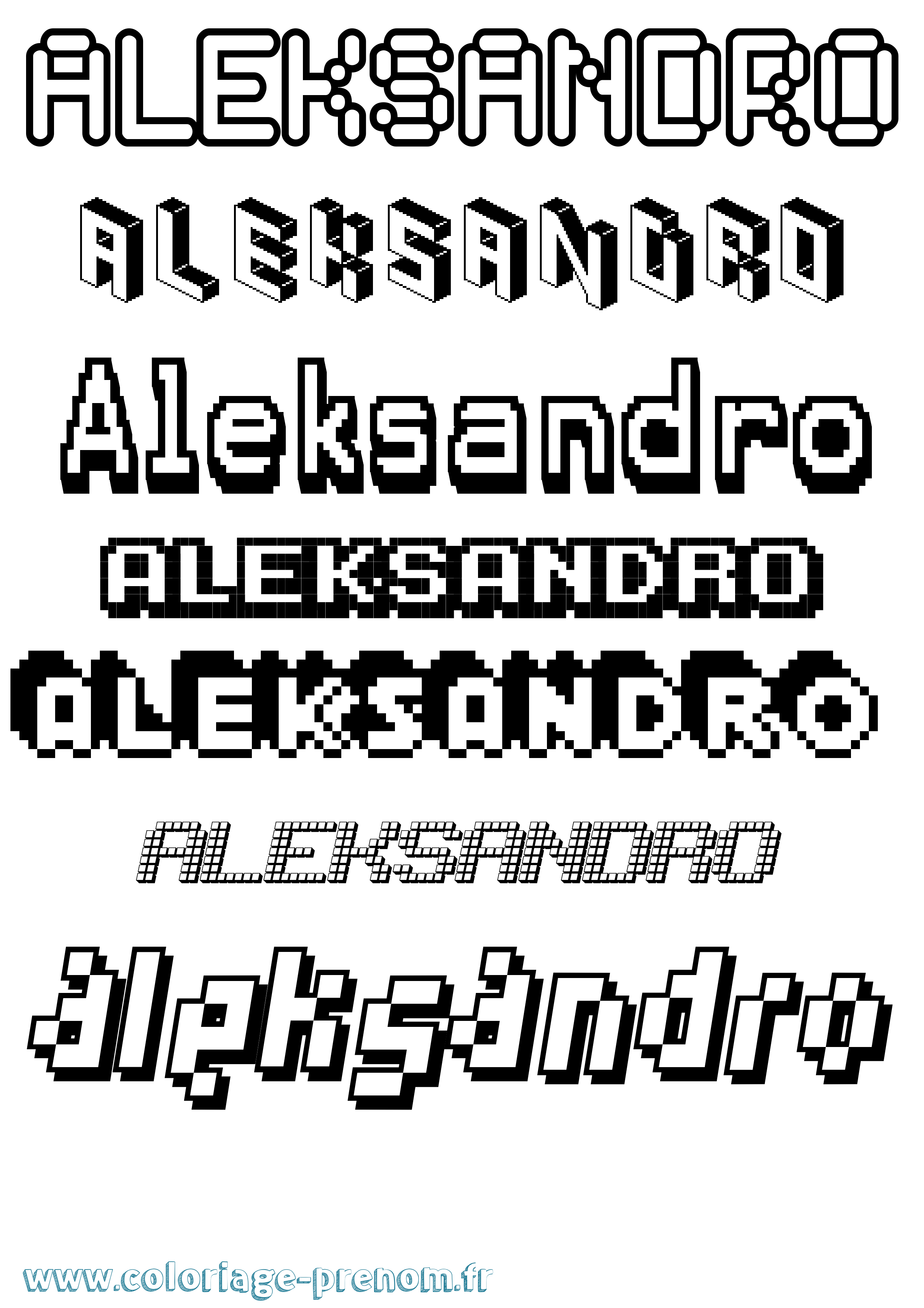 Coloriage prénom Aleksandro Pixel