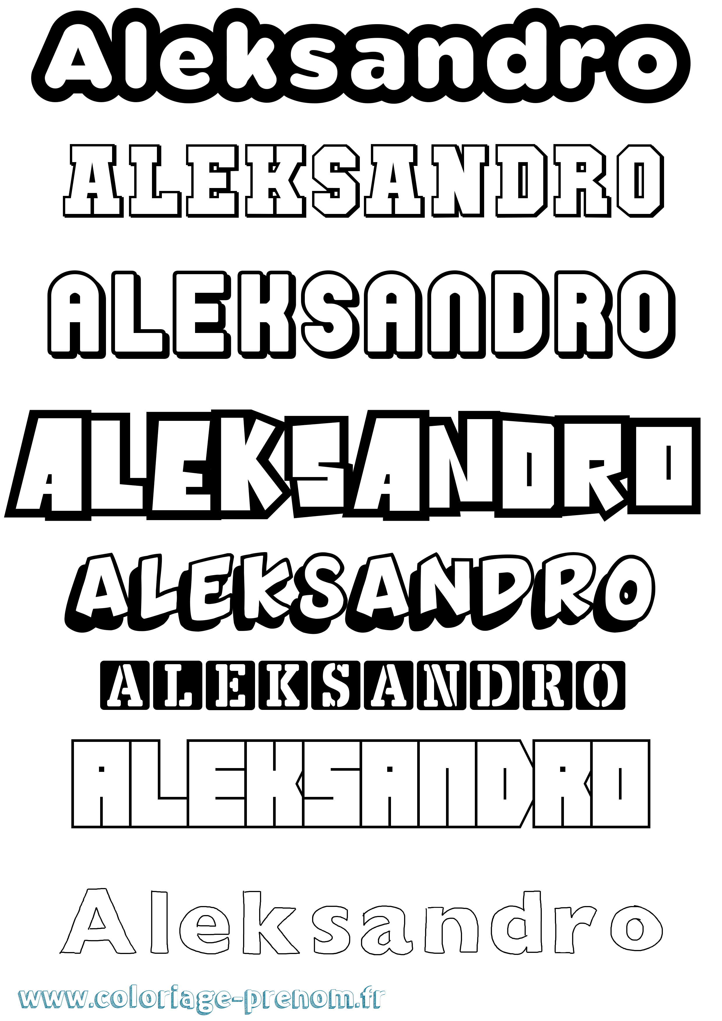 Coloriage prénom Aleksandro Simple