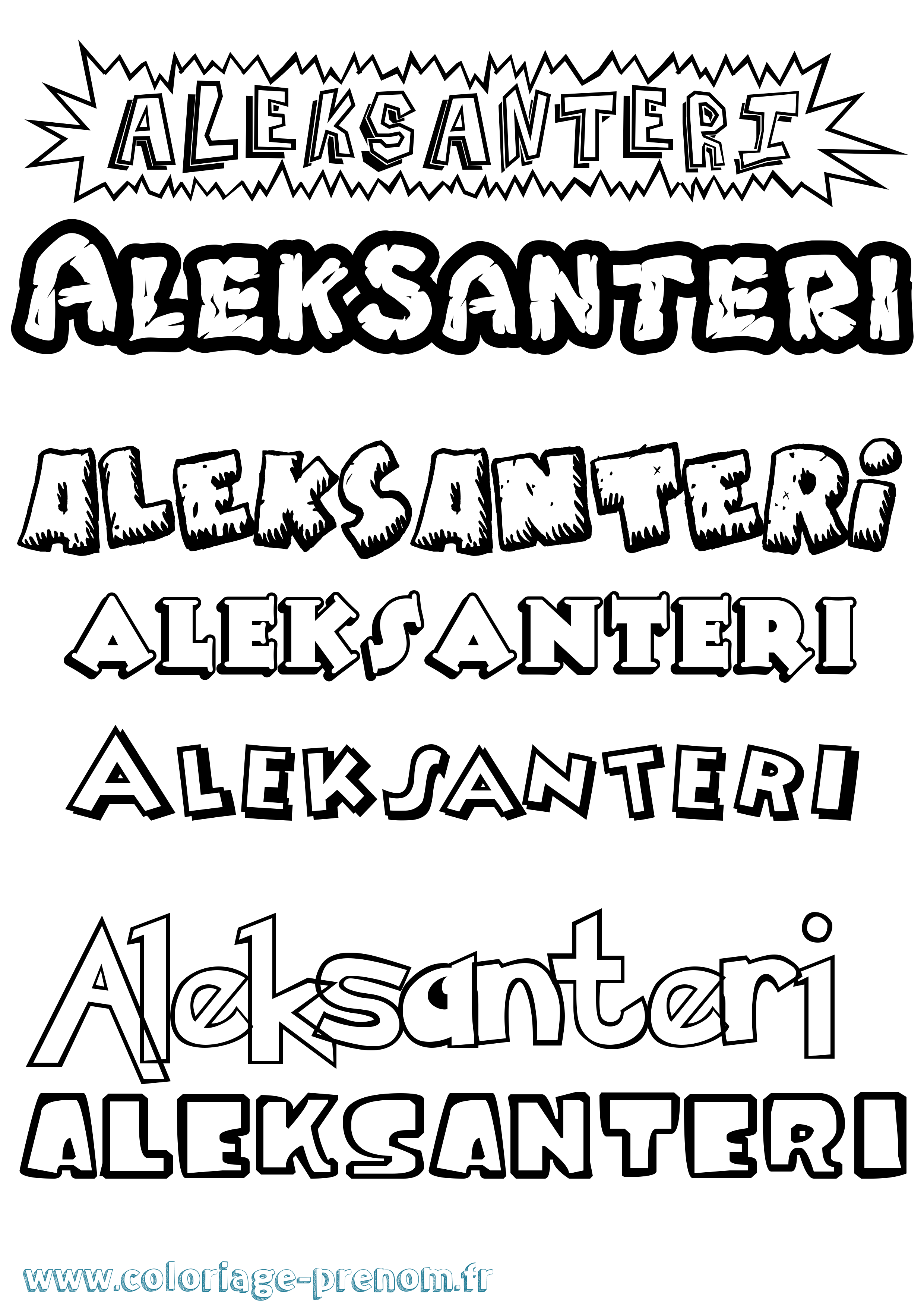 Coloriage prénom Aleksanteri Dessin Animé