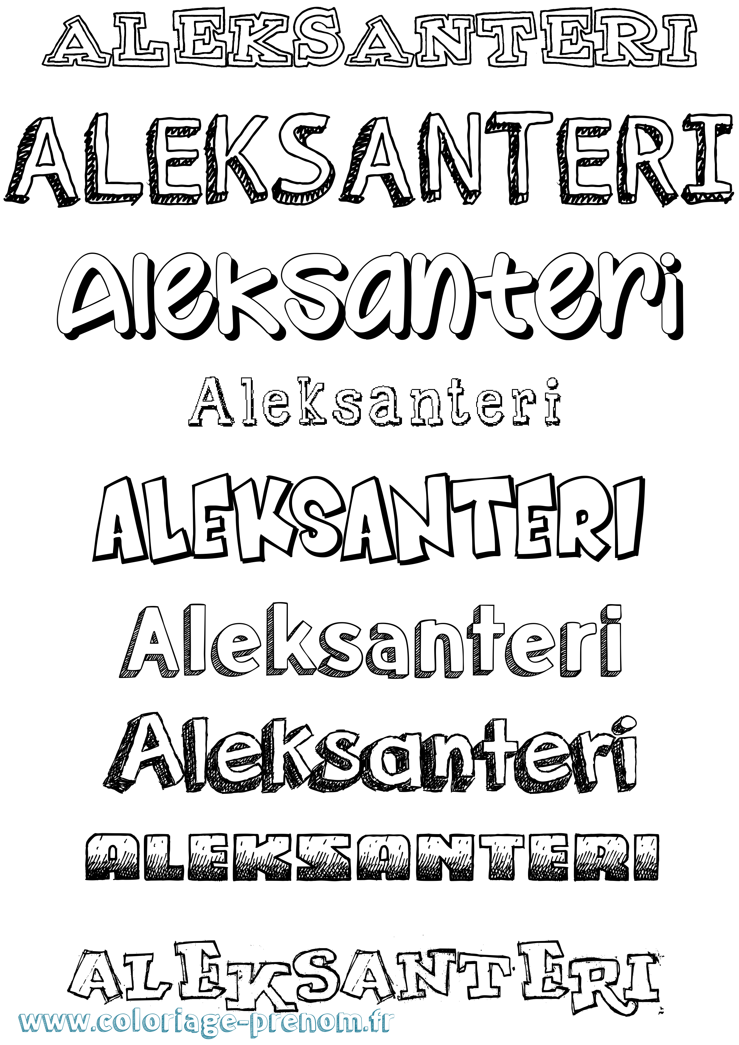 Coloriage prénom Aleksanteri Dessiné