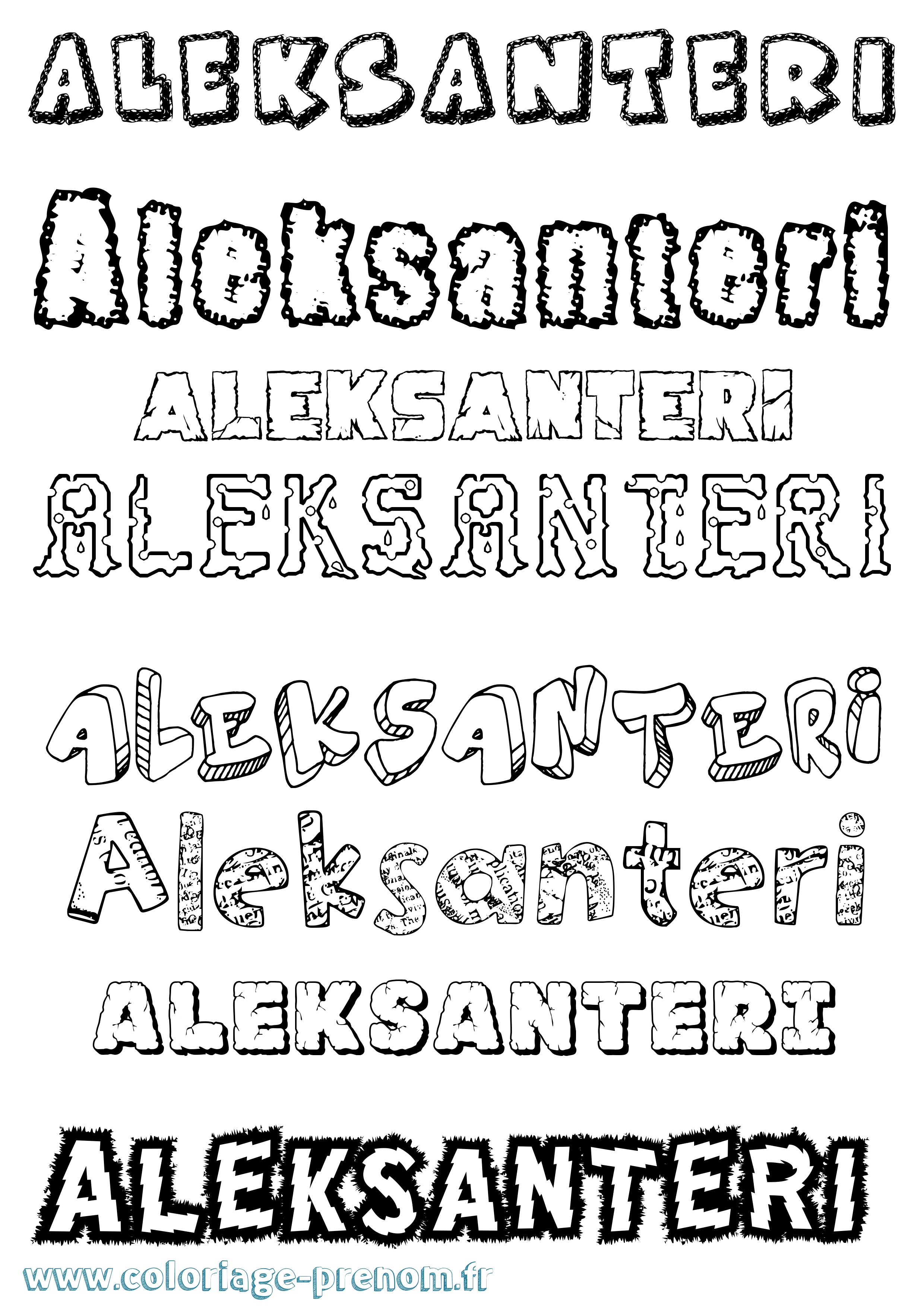 Coloriage prénom Aleksanteri Destructuré