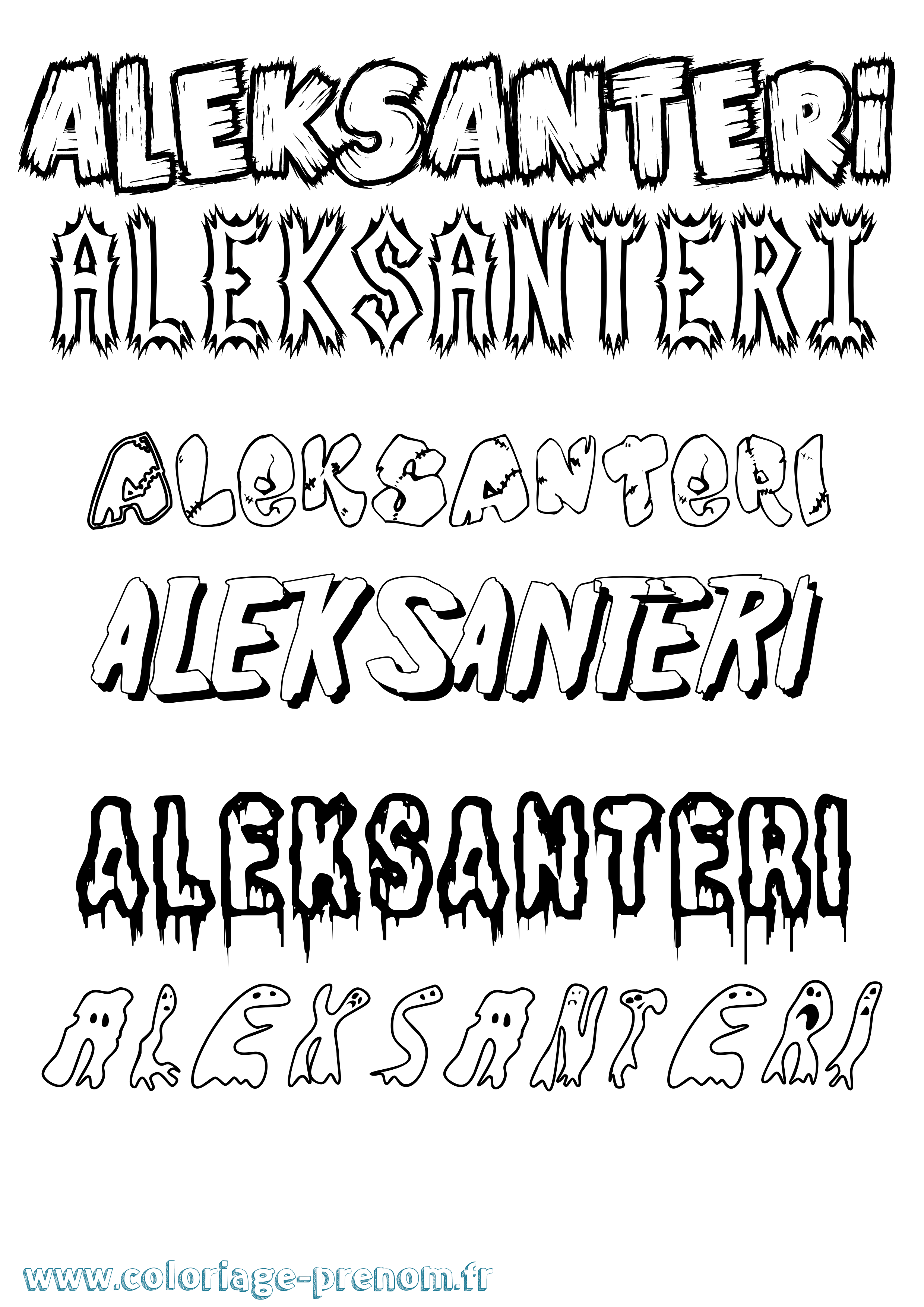 Coloriage prénom Aleksanteri Frisson
