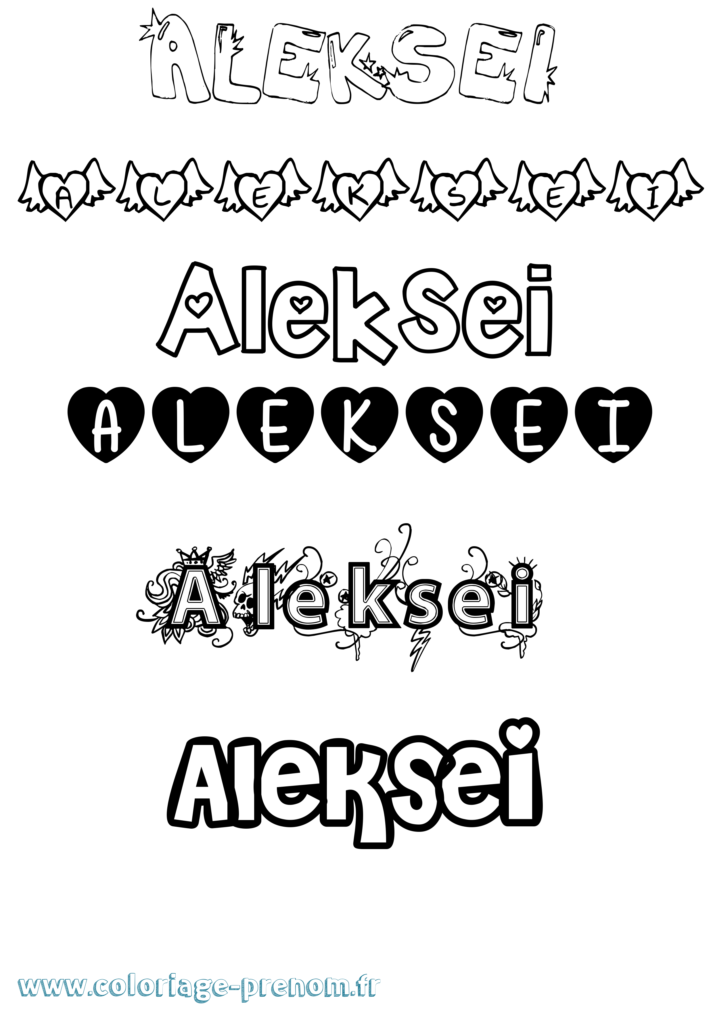 Coloriage prénom Aleksei Girly