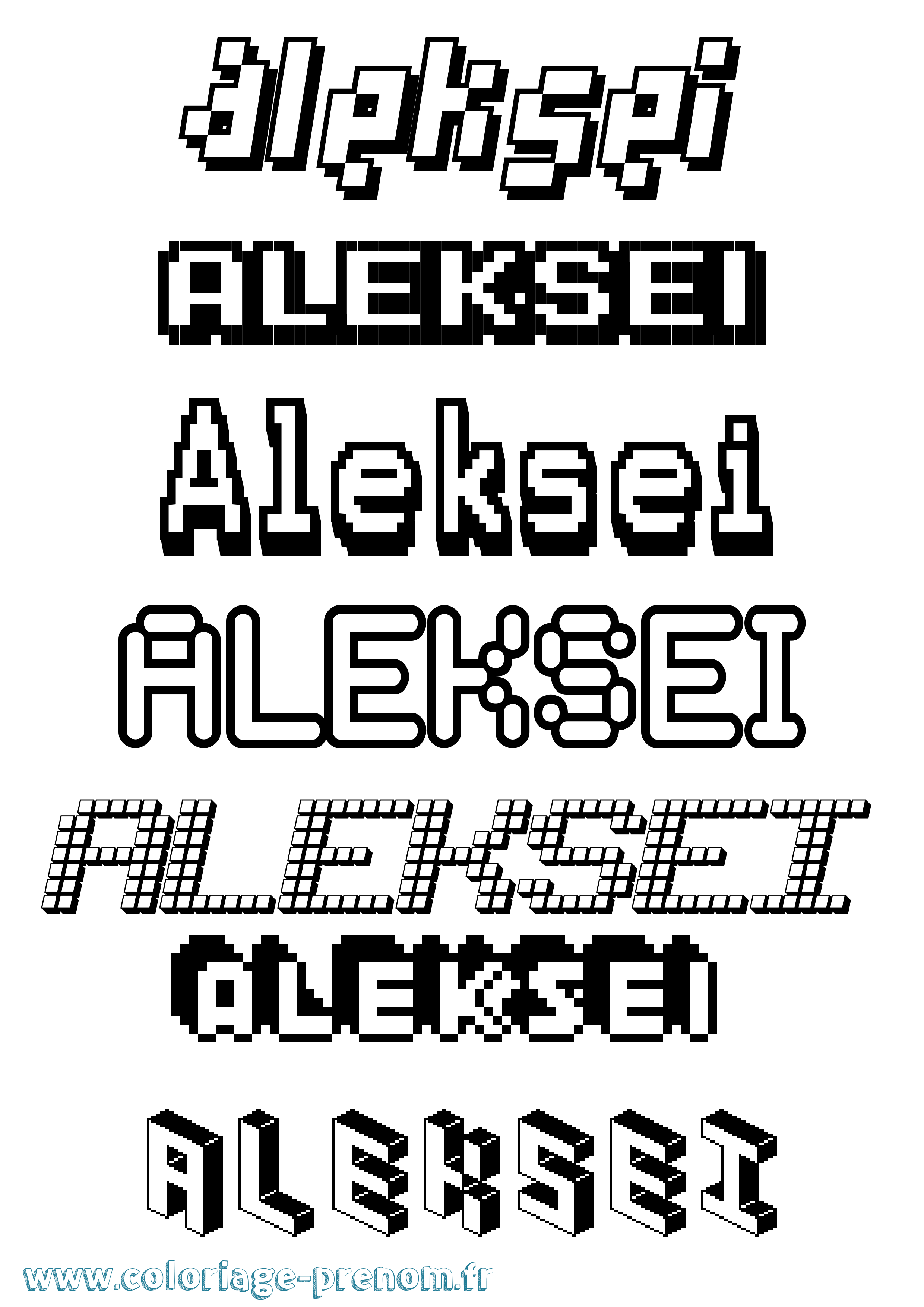Coloriage prénom Aleksei Pixel