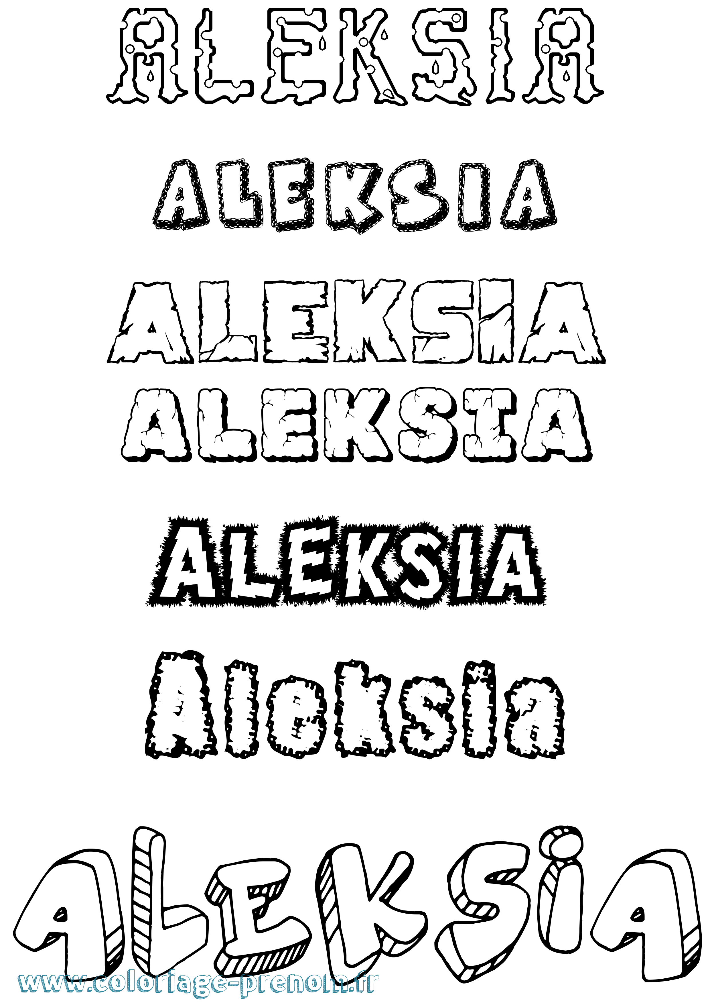 Coloriage prénom Aleksia Destructuré