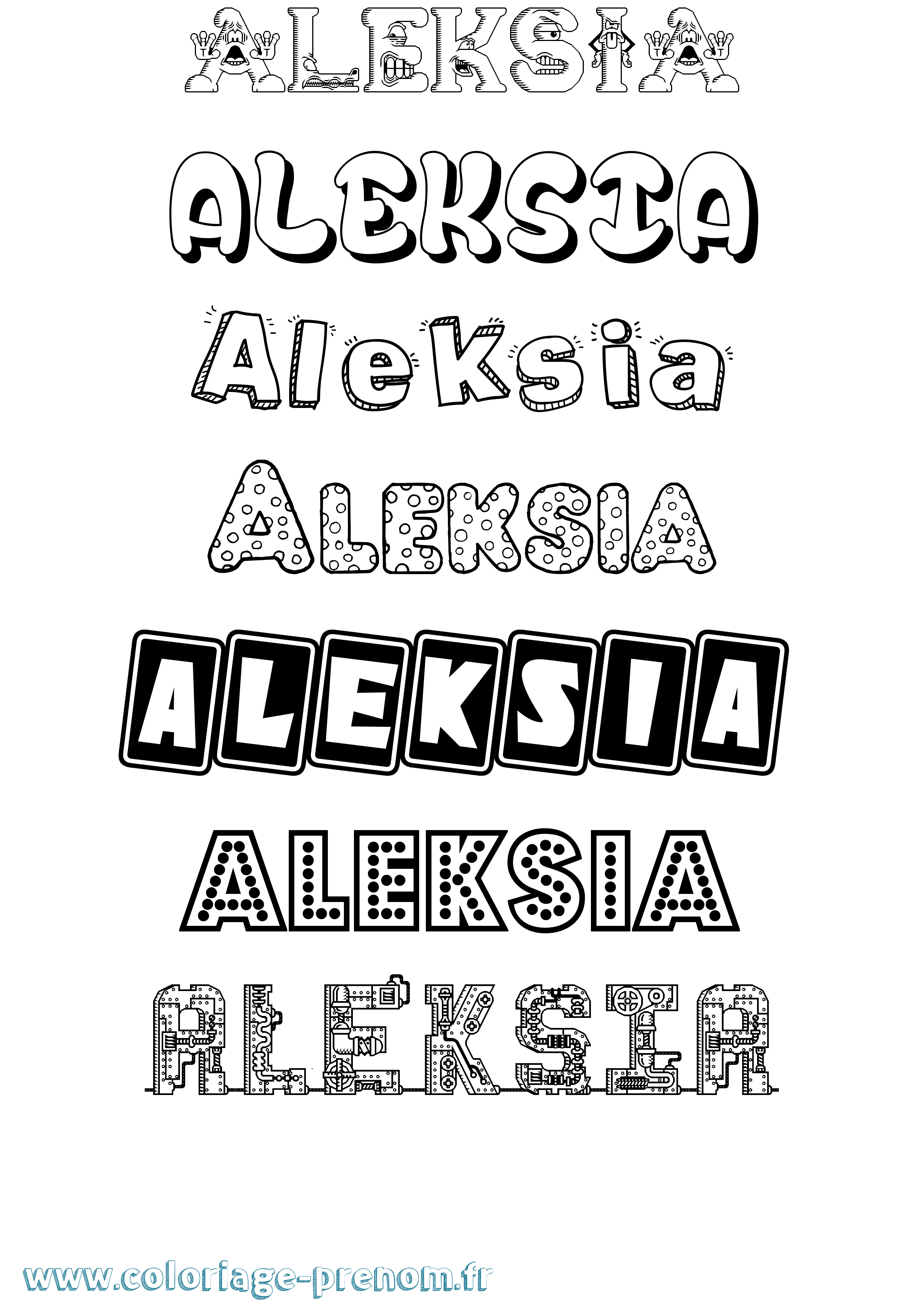 Coloriage prénom Aleksia Fun