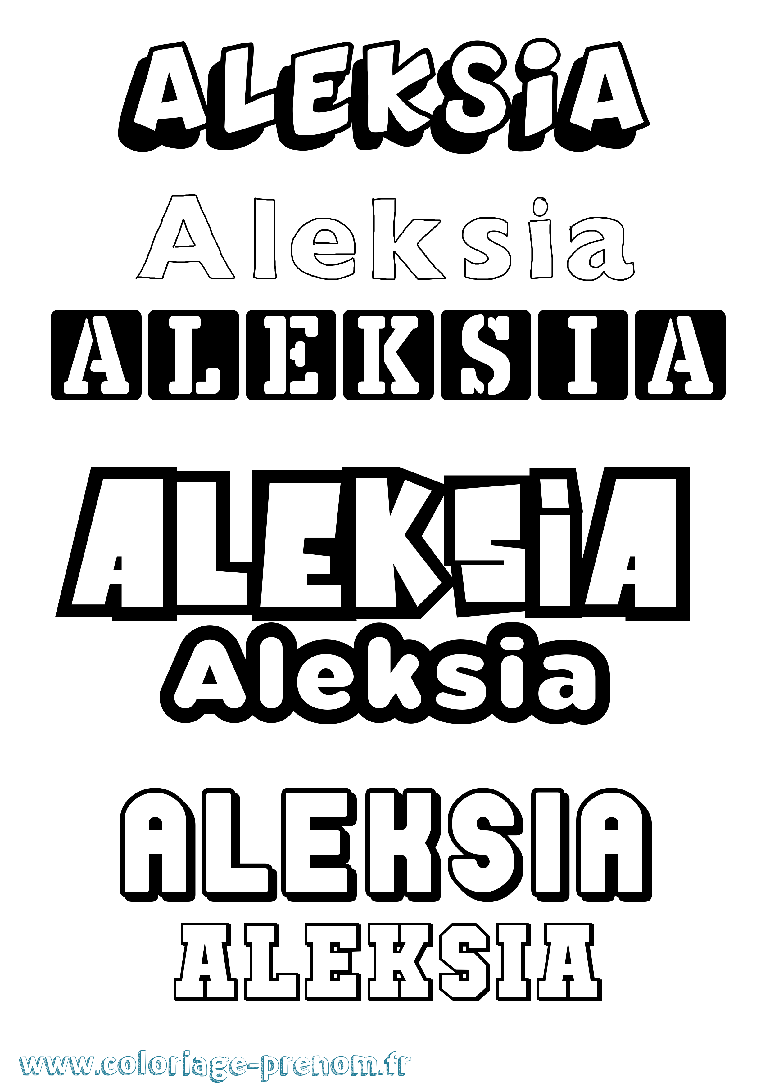 Coloriage prénom Aleksia Simple