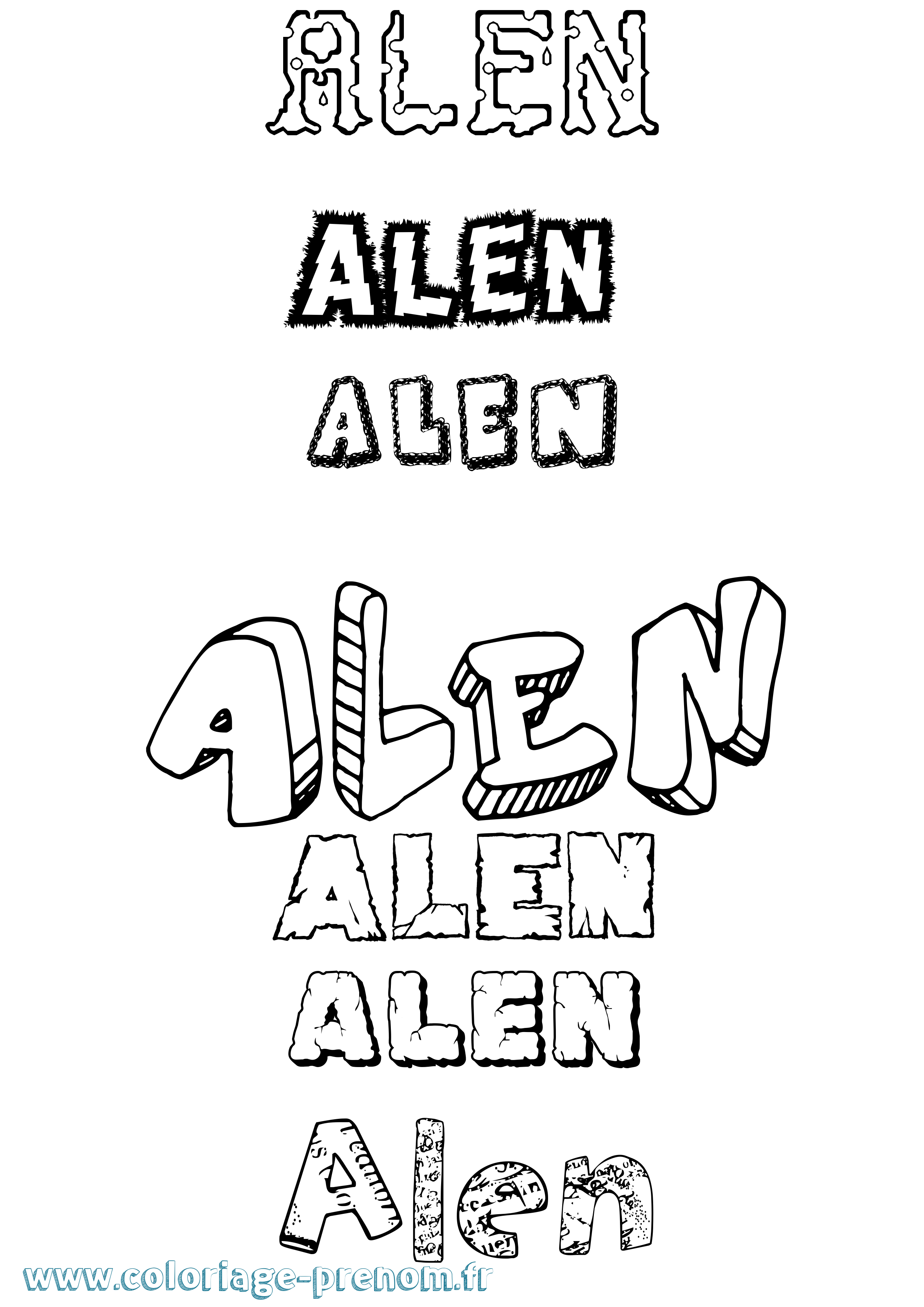 Coloriage Alen Destructuré Coloriage prénom Alen Destructuré