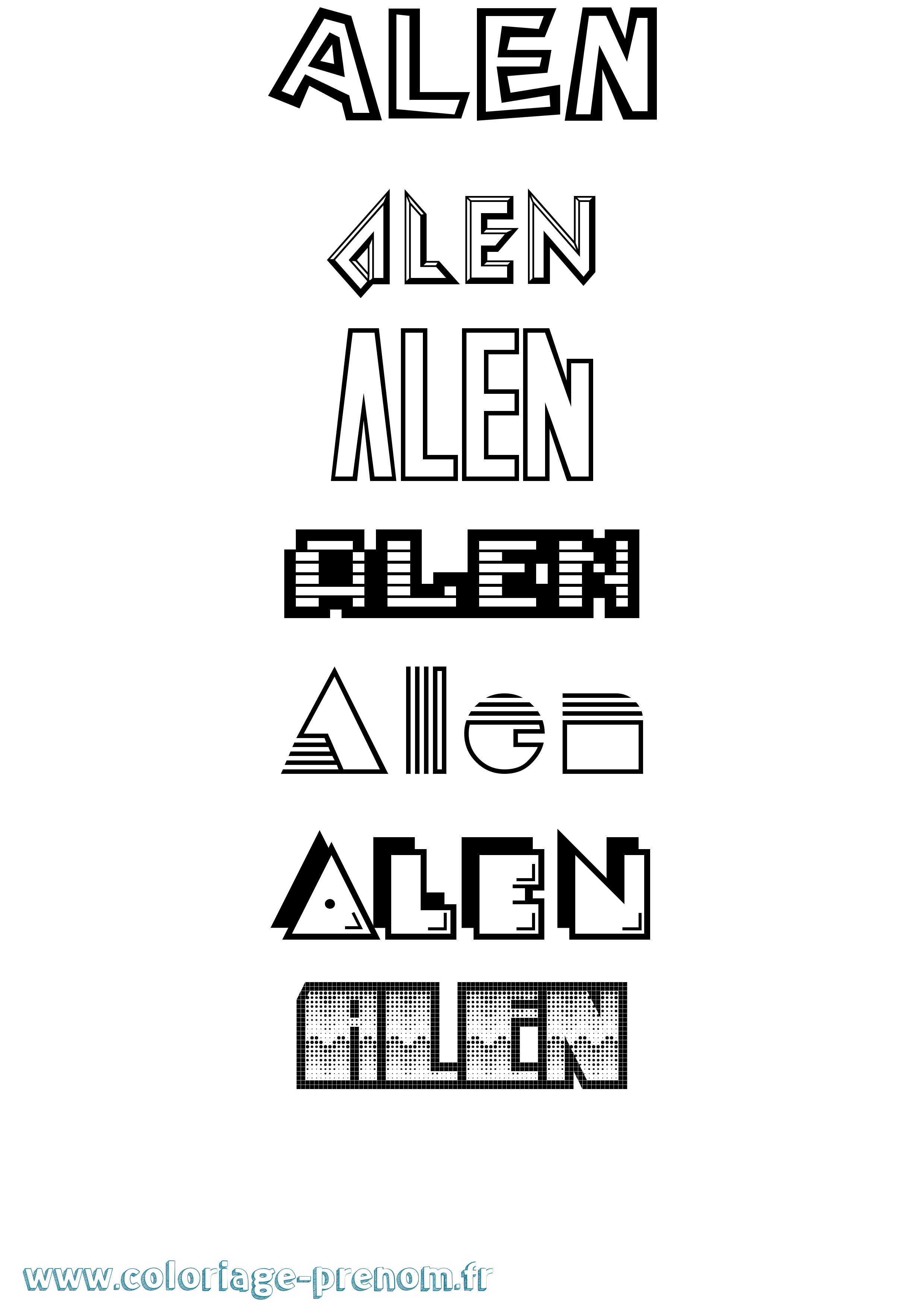 Coloriage Alen Jeux Vidéos Coloriage prénom Alen Jeux Vidéos