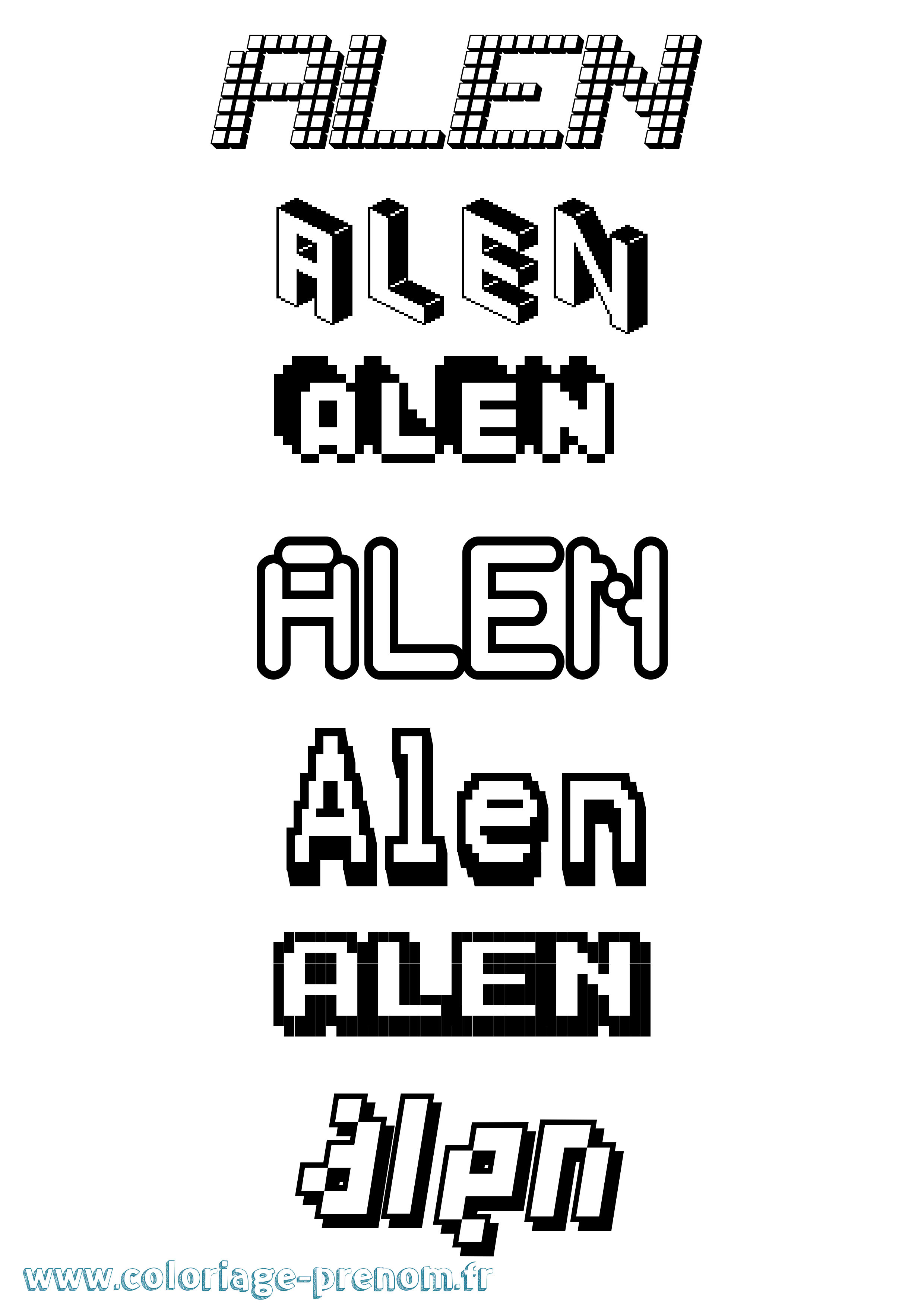 Coloriage Alen Pixel Coloriage prénom Alen Pixel