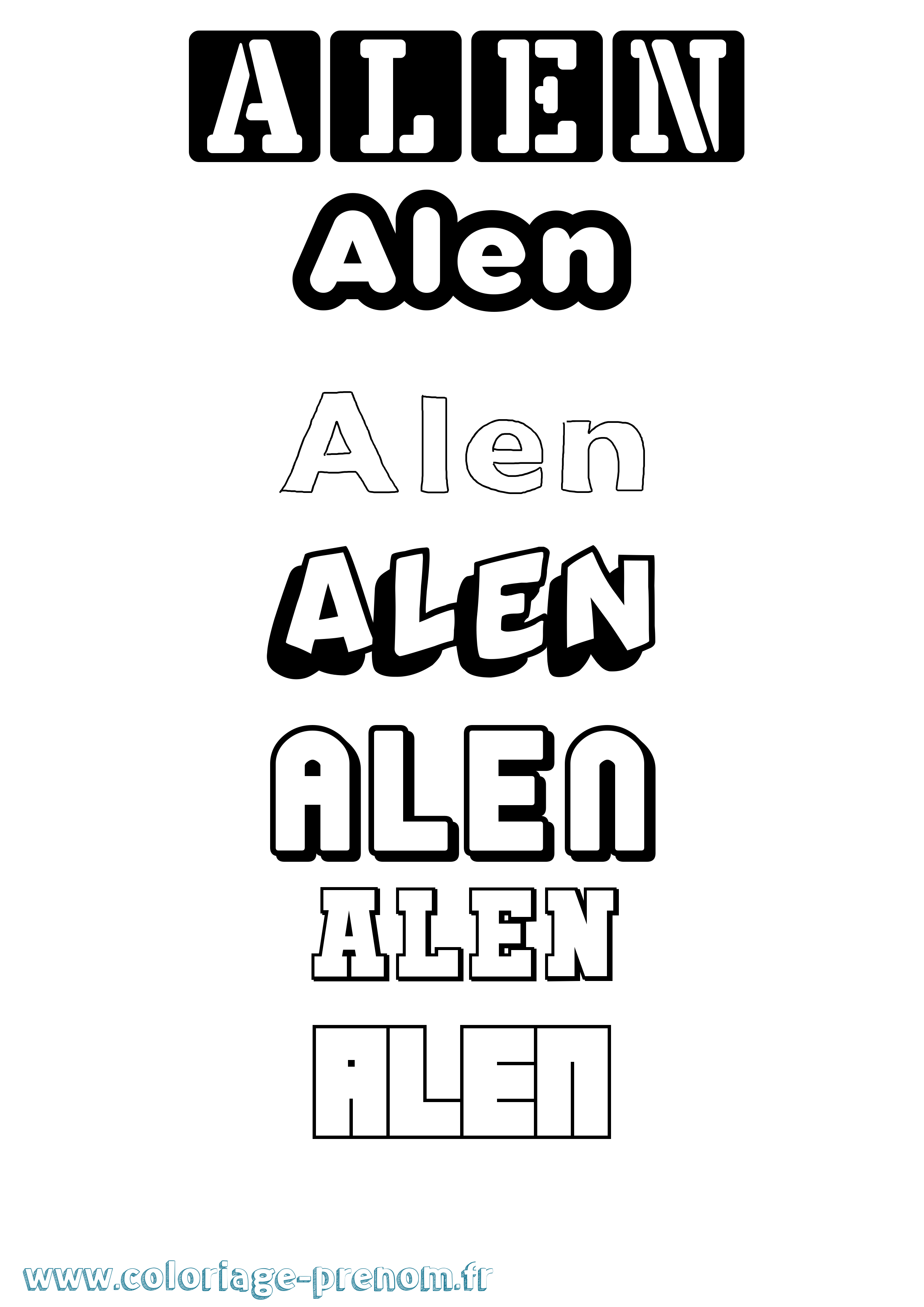Coloriage Alen Simple Coloriage prénom Alen Simple