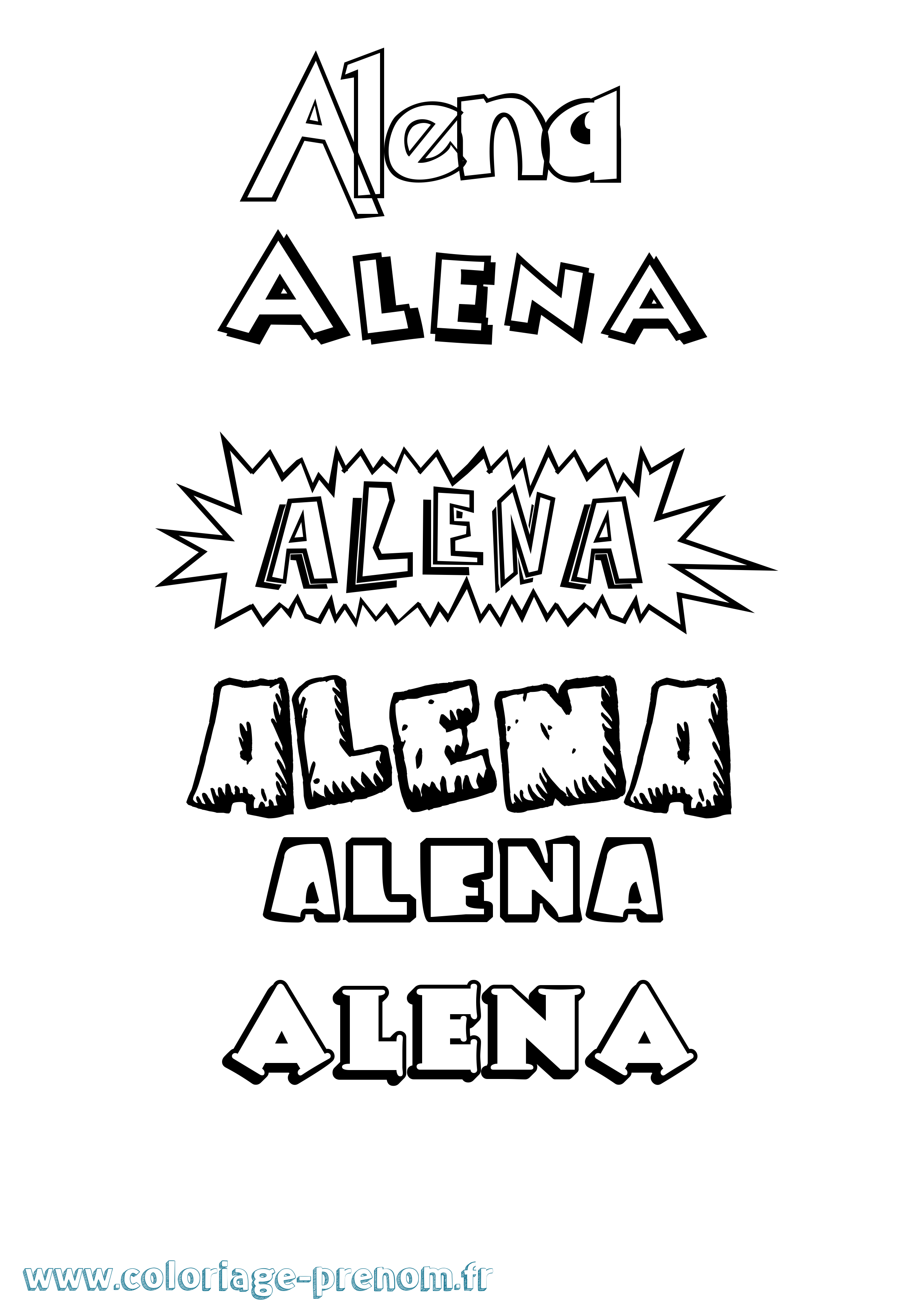 Coloriage prénom Alena Dessin Animé