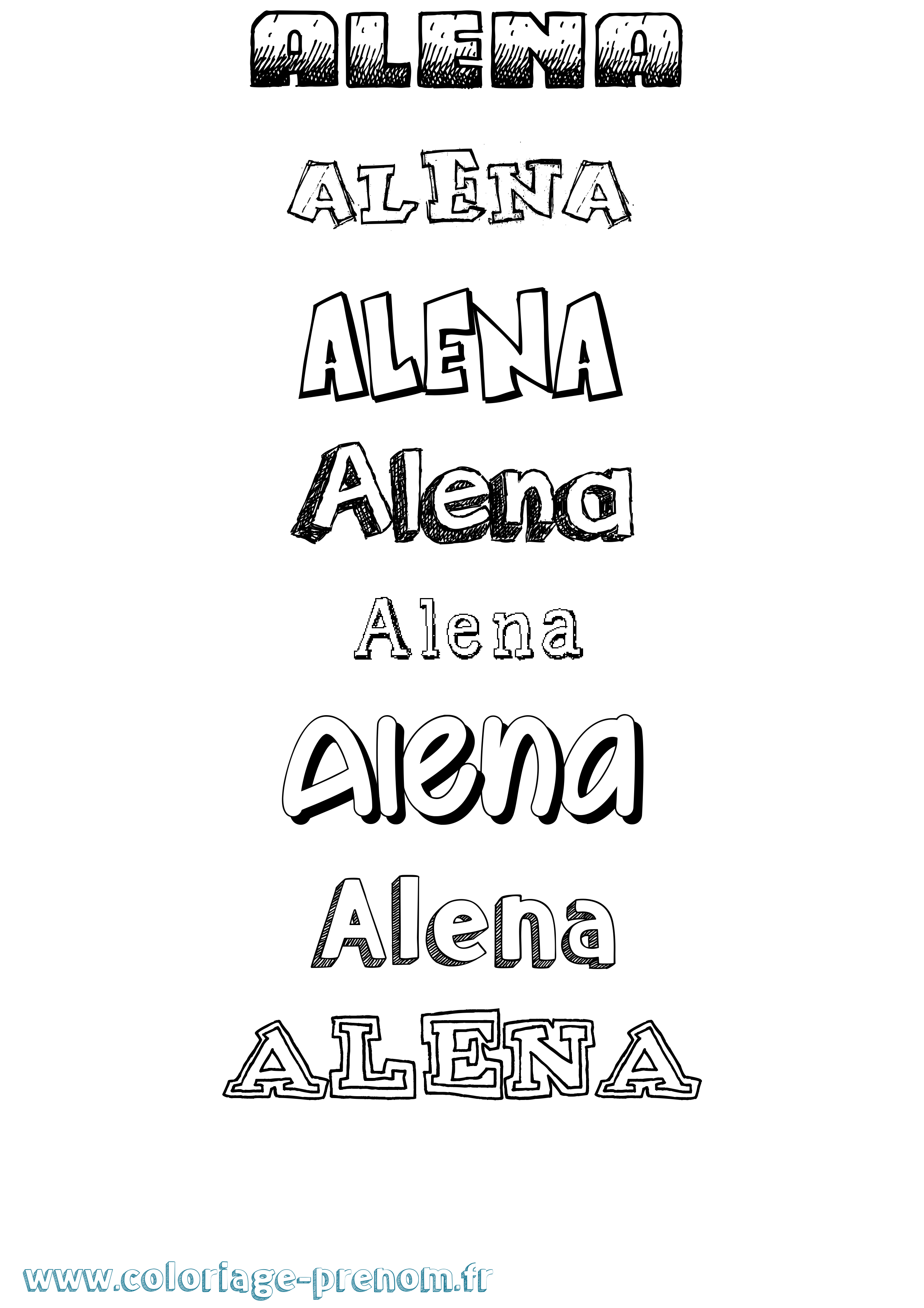 Coloriage Alena Dessiné Coloriage prénom Alena Dessiné