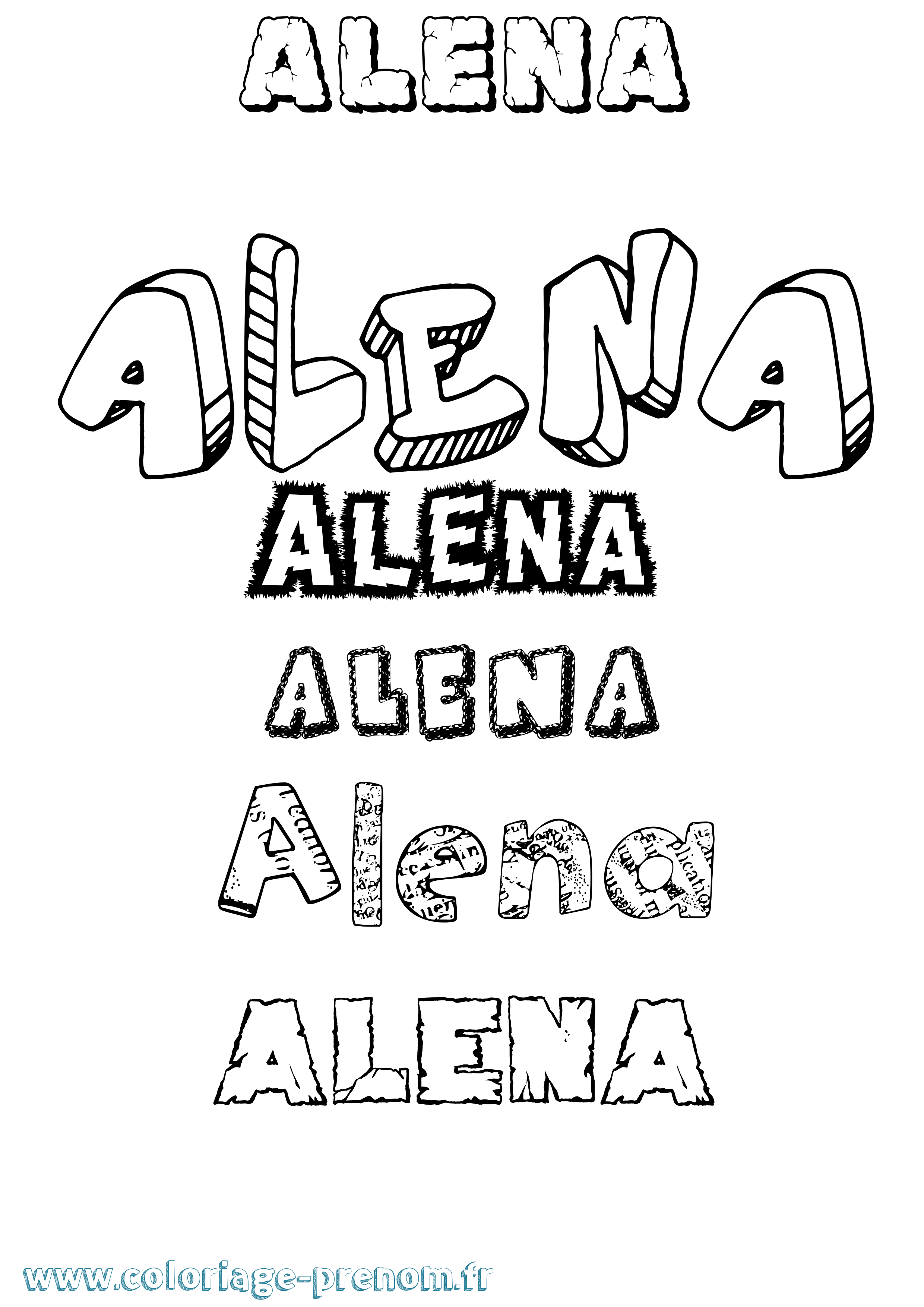 Coloriage prénom Alena Destructuré