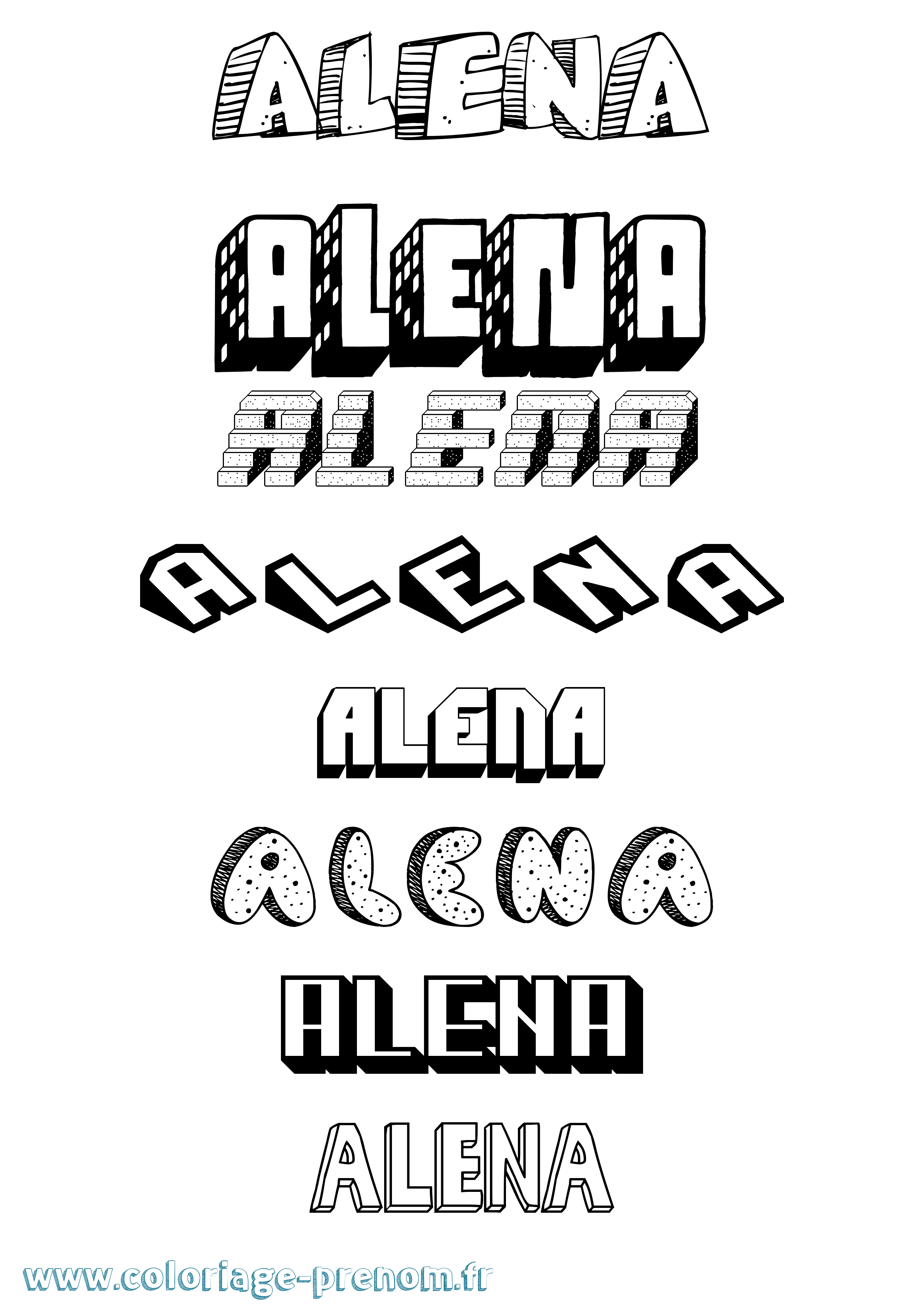 Coloriage Alena Effet 3D Coloriage prénom Alena Effet 3D