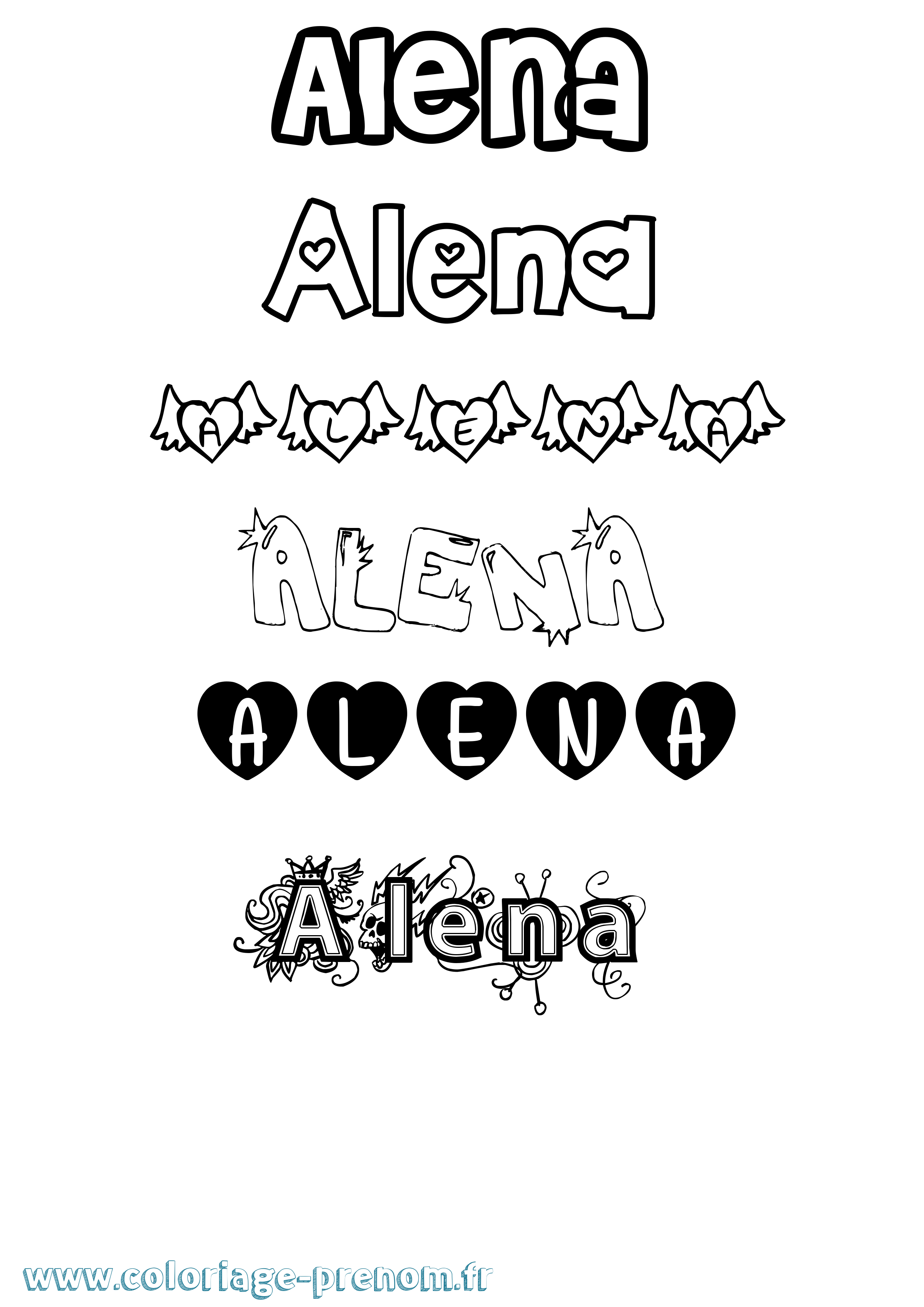 Coloriage Alena Girly Coloriage prénom Alena Girly