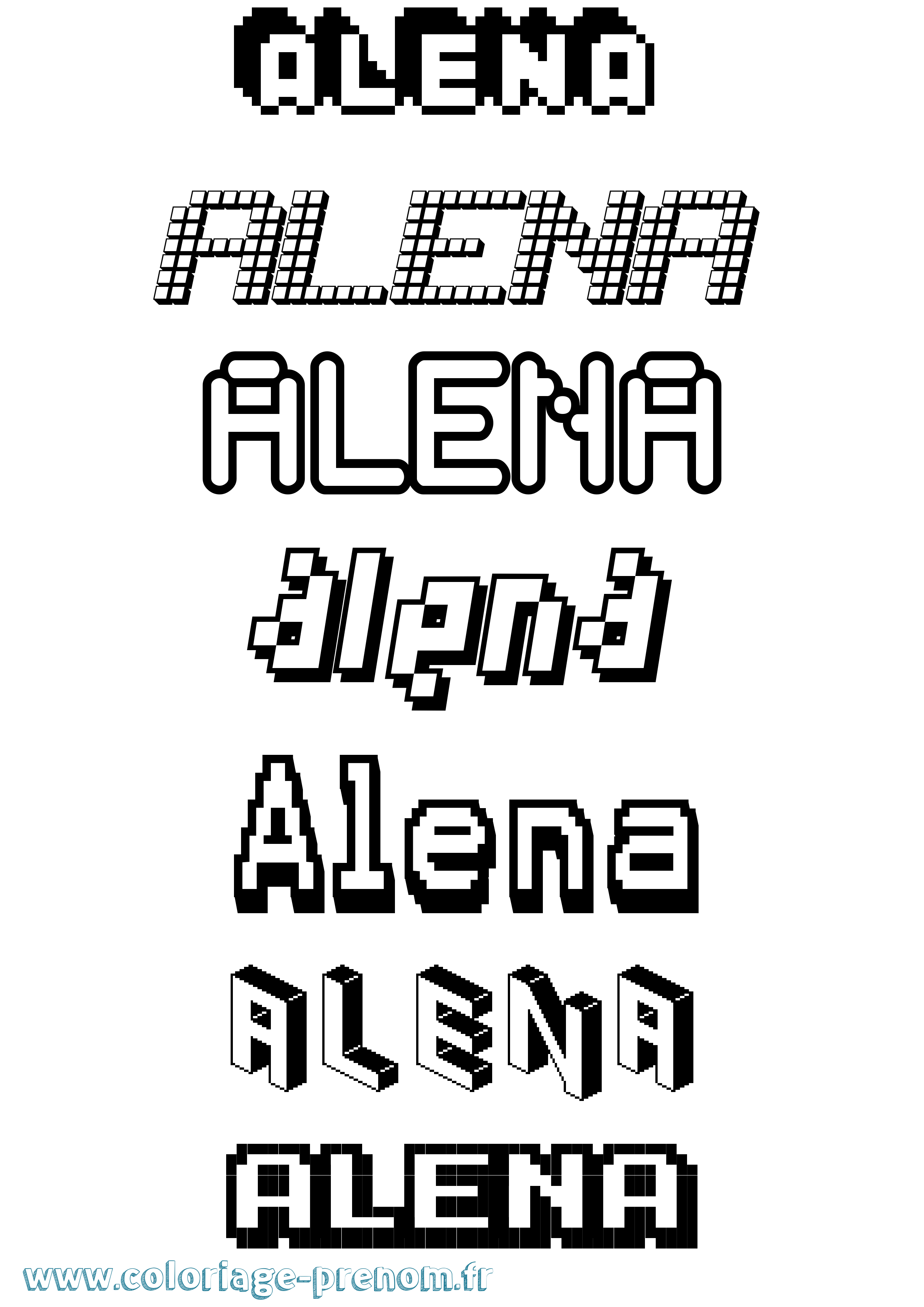 Coloriage Alena Pixel Coloriage prénom Alena Pixel