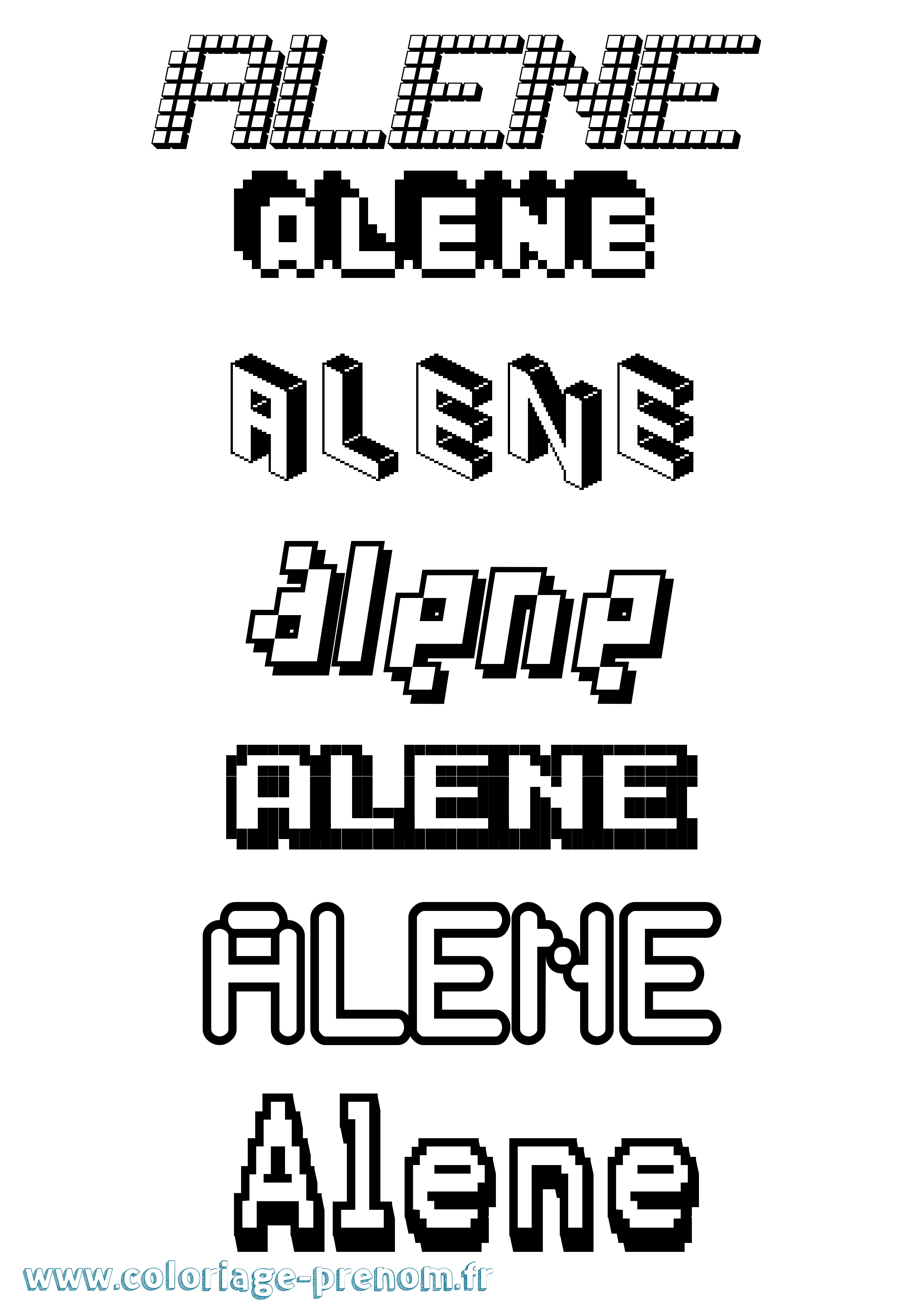 Coloriage prénom Alene Pixel