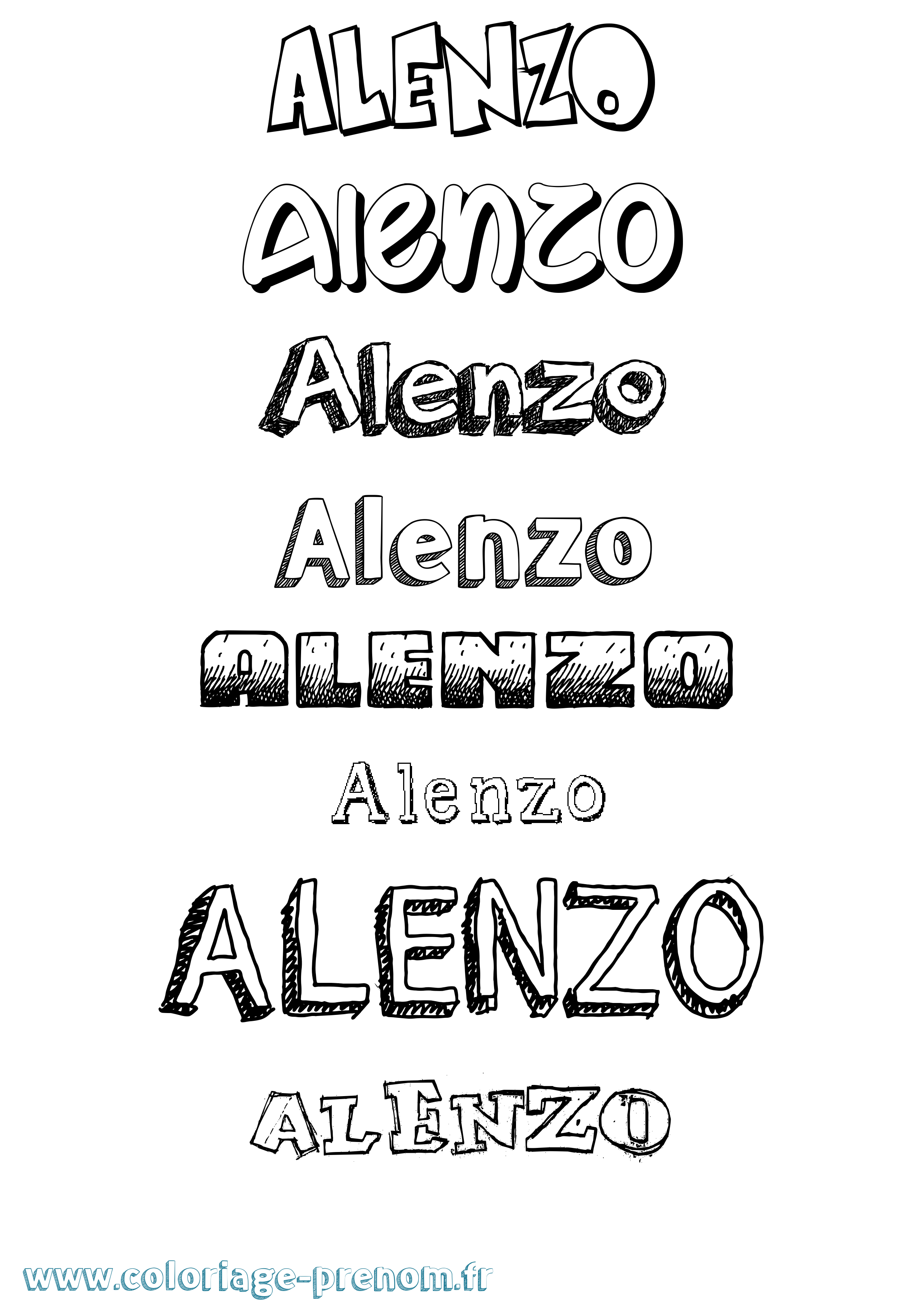Coloriage prénom Alenzo Dessiné