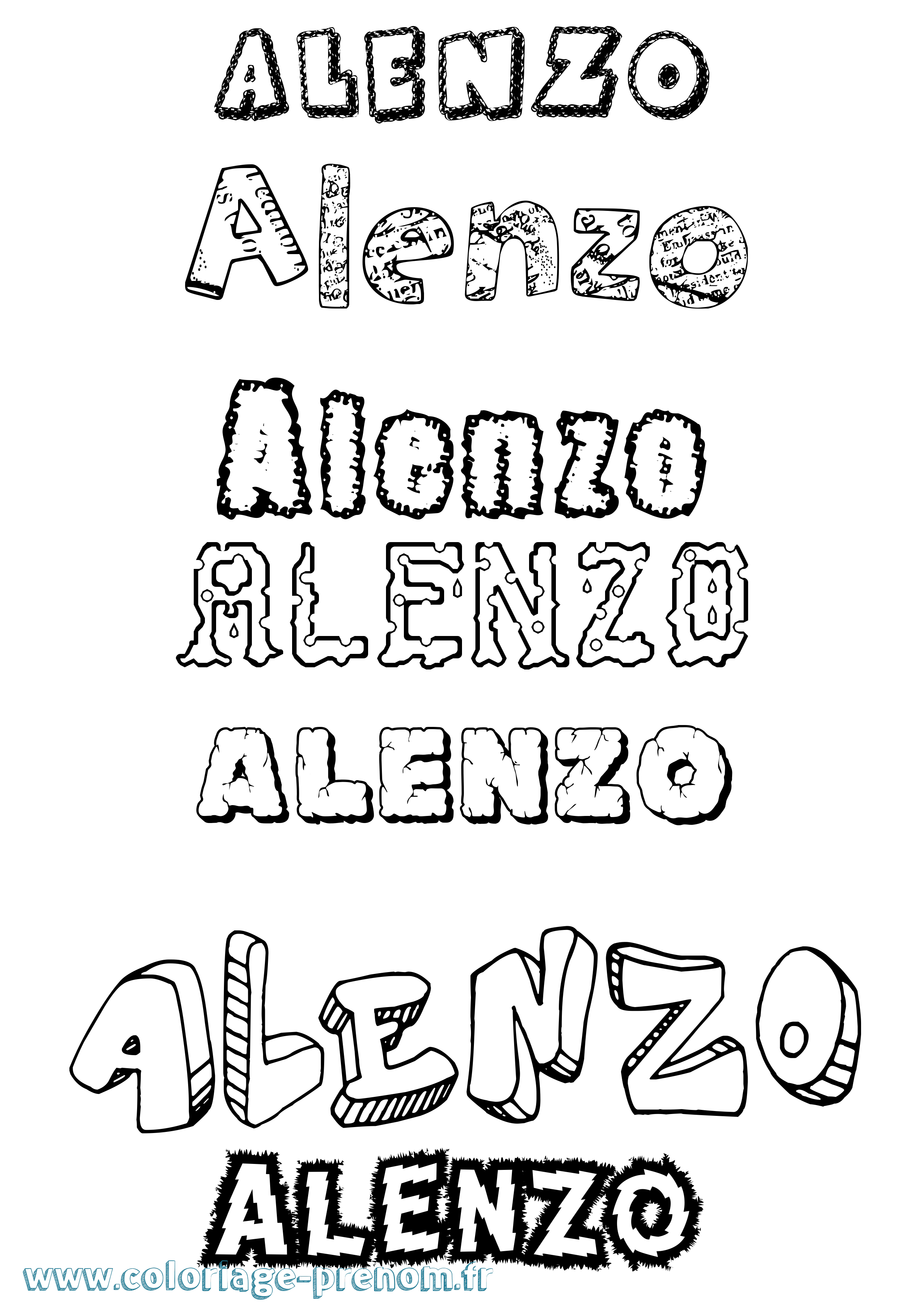 Coloriage prénom Alenzo Destructuré