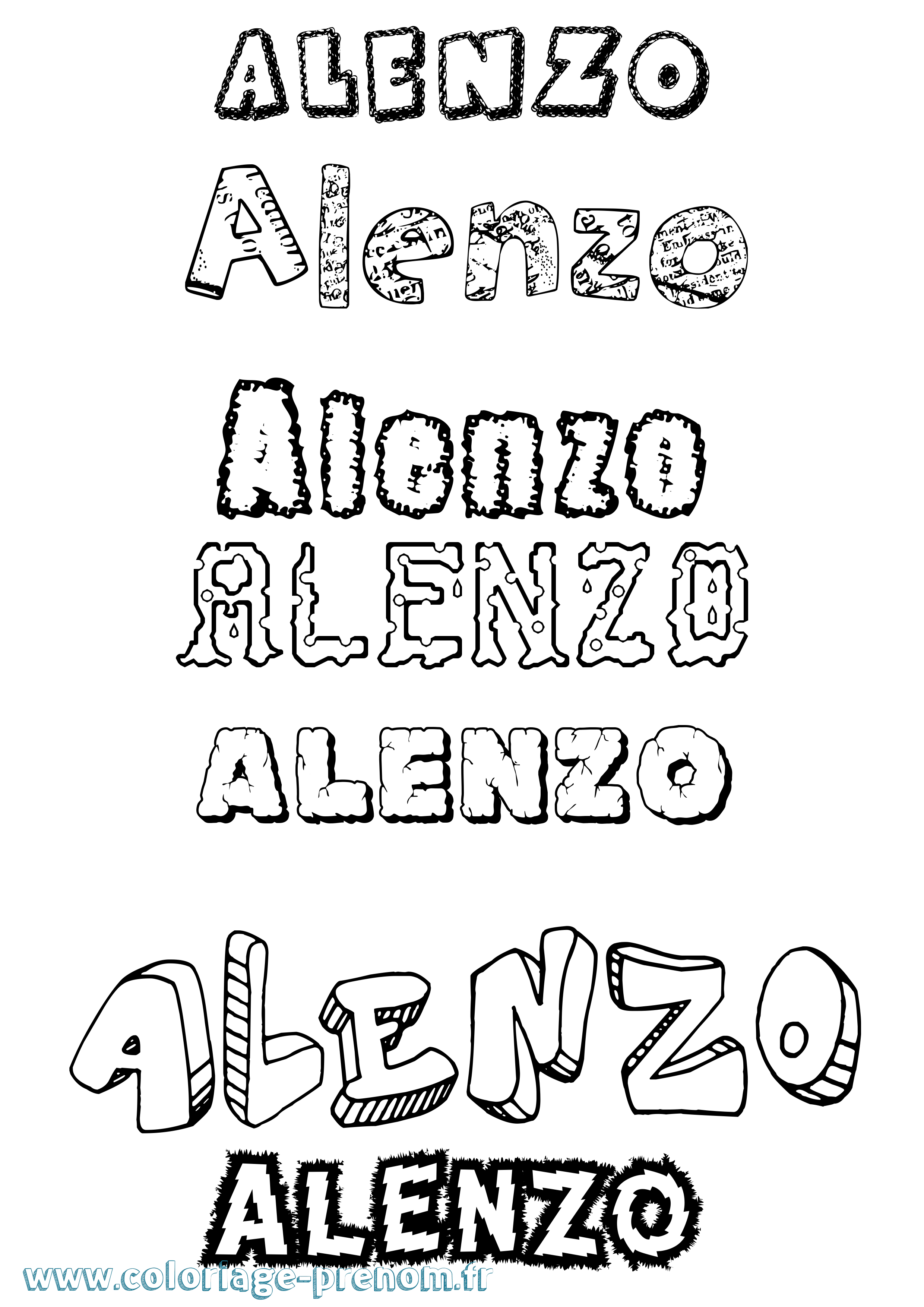 Coloriage Alenzo Destructuré Coloriage prénom Alenzo Destructuré